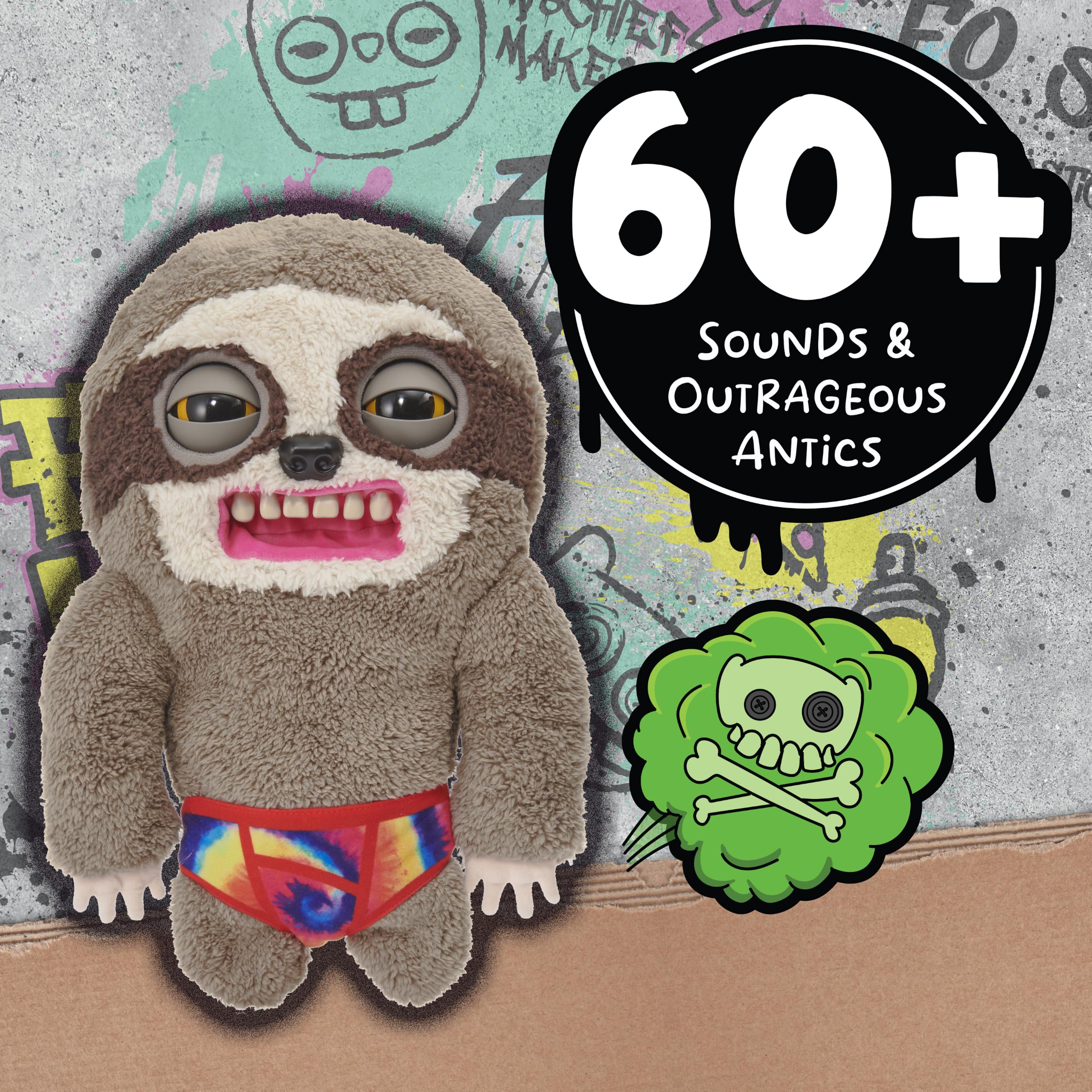 Wow! Stuff Fugglers Sickening Sloth Deluxe Puppetronic | Muñeca de Peluche interactiva con Voz y Sonidos | Ojos y Boca Abiertos | Ruidos de Pedos y eructos | Diálogo de 2 vías | A Partir de 8 años