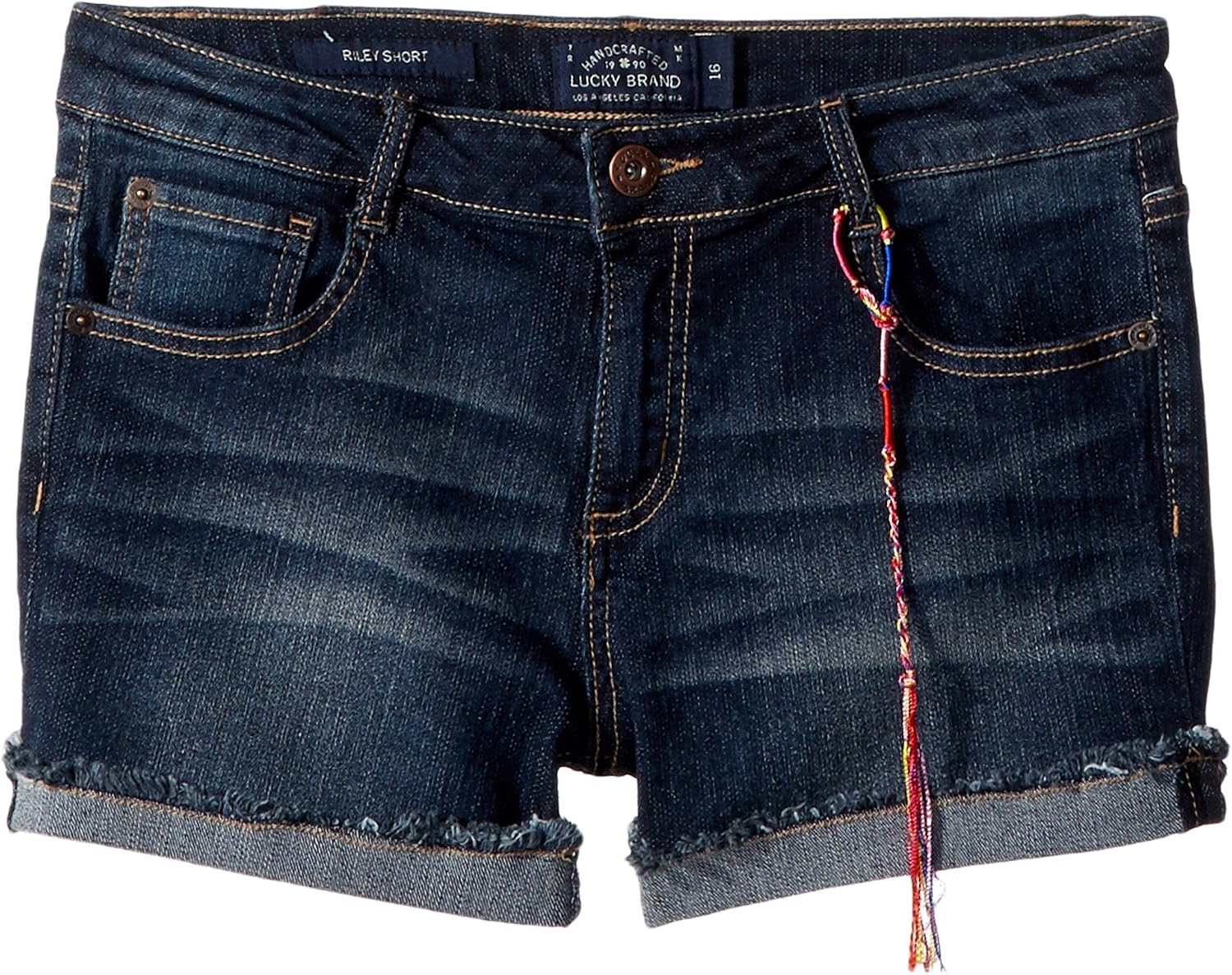Lucky Brand Girls' Cuffed Jean Shorts, Stretch Denim with 5 Pockets, Mid to High Rise Waist