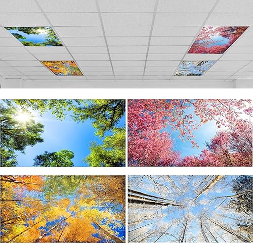 Vista 33 de ROCEEI Paquete de 4 cubiertas de luz fluorescente para luces de techo, 4 x 2 pies, cubiertas magnéticas de luz para aula, oficina, hogar, escuela