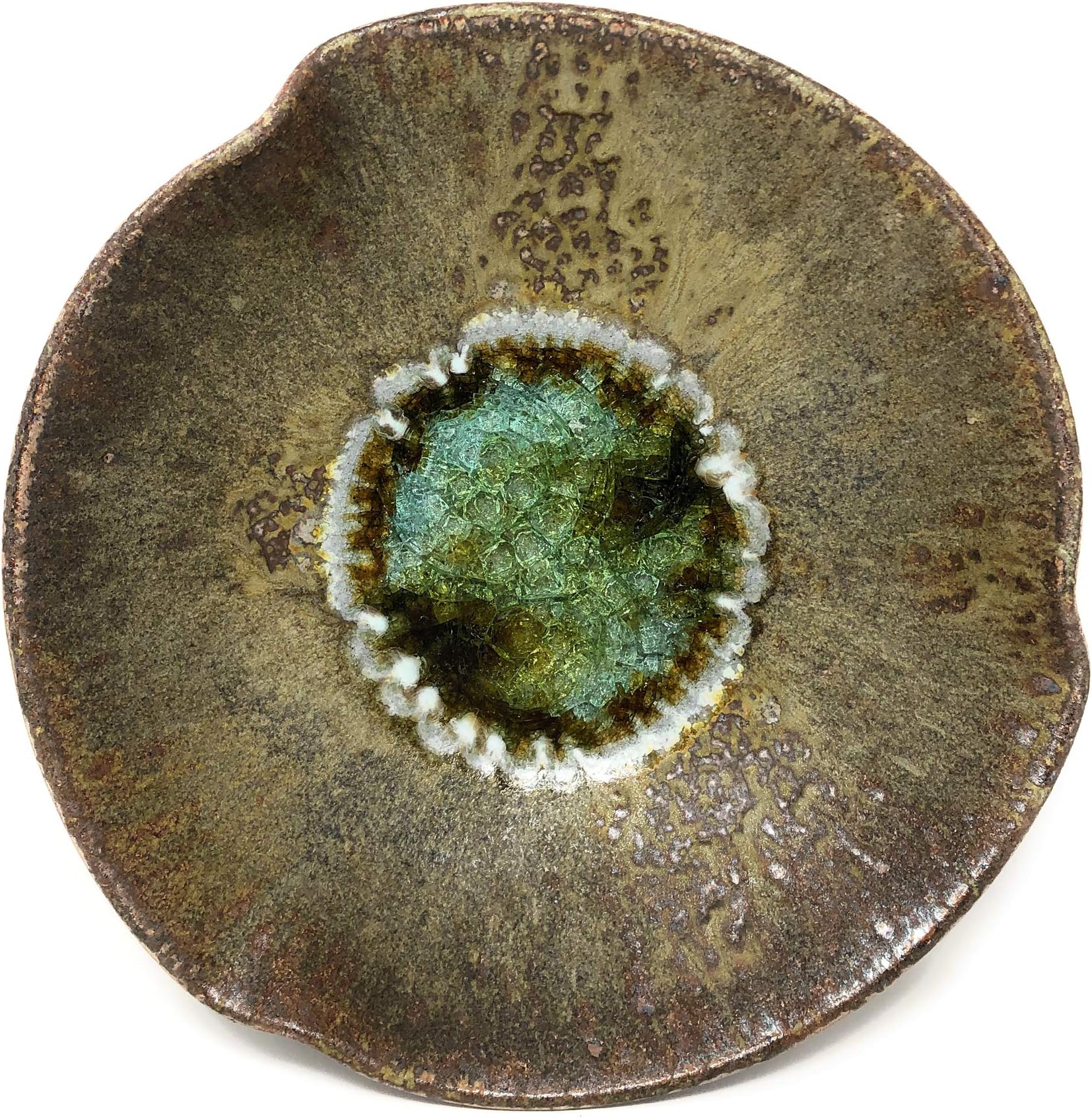 Dock 6 Pottery Pinched Rim Bowl with Fused Glass, Copper, Small