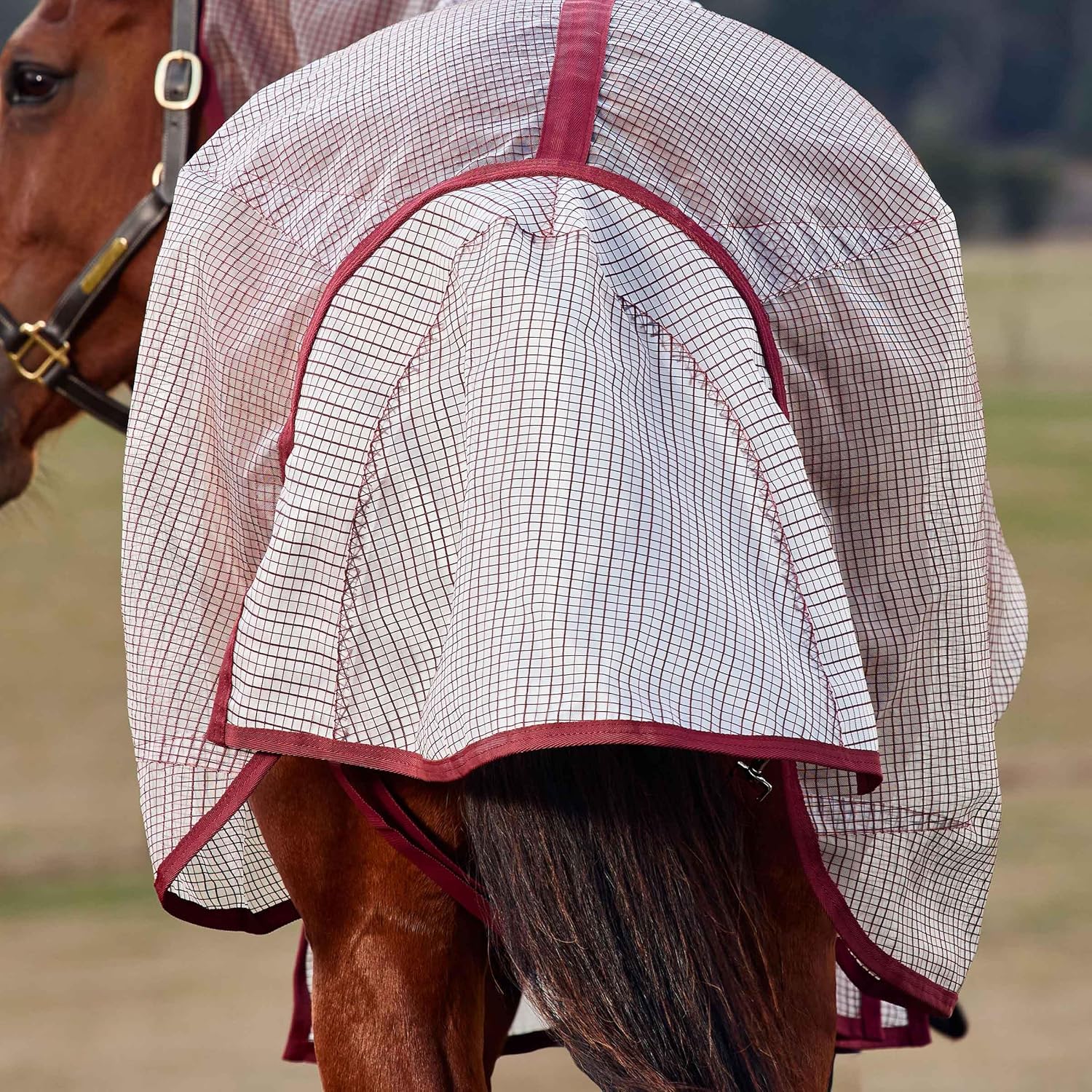 WeatherBeeta ComFiTec Ripshield Fly Sheet Detach-A-Neck, White/Burgundy, 84"
