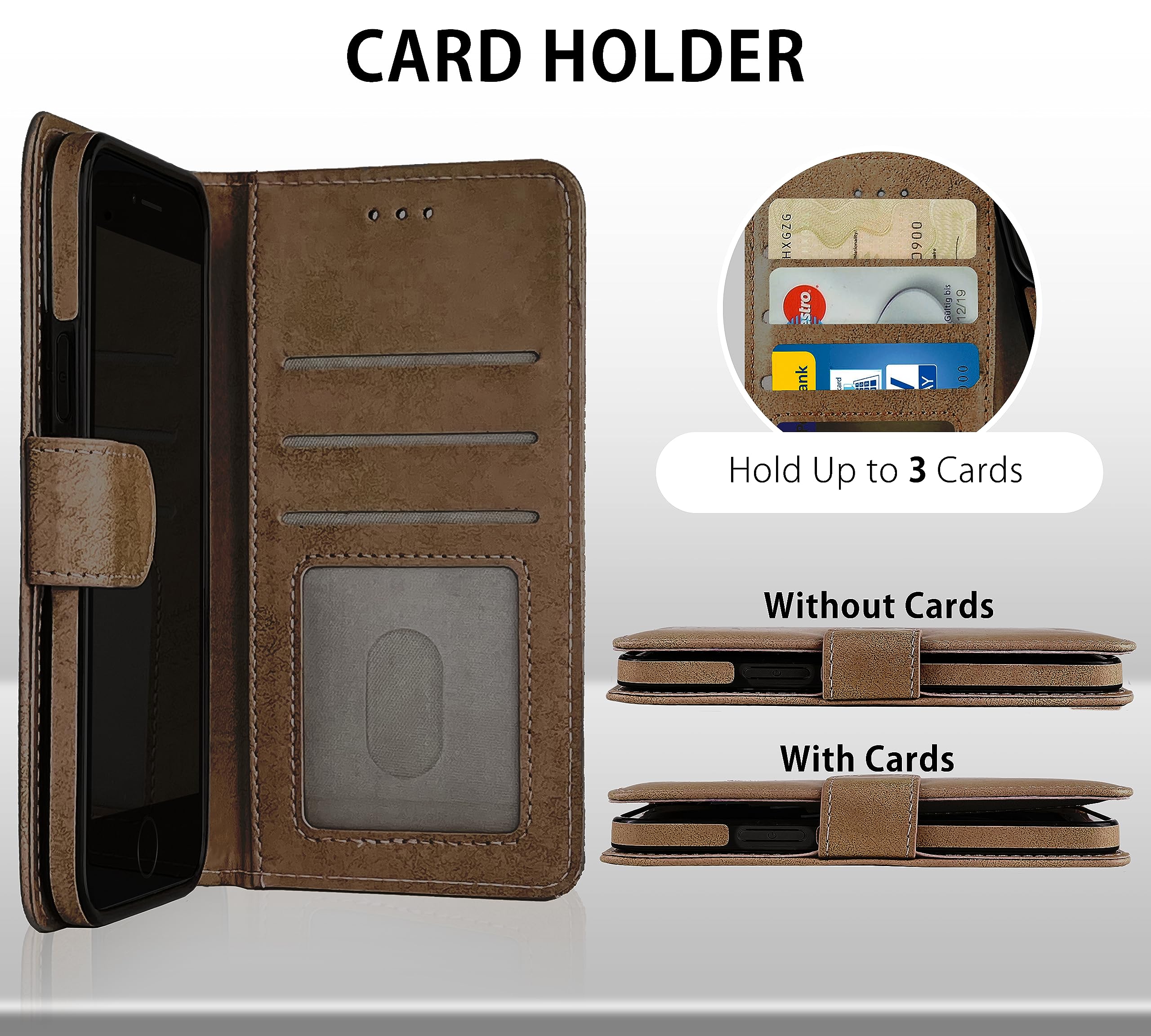 MyGadget Flip Case Für IPhone SE/7/8 – Kunstleder-Hülle Mit Magnet & Kartenfach – Abnehmbares Cover