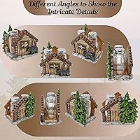 Vista 4 de BestGiftEver Juego de saleros y pimenteros con soporte, diseño de oso y cabaña para cocina estilo cabaña, decoración rústica de poliresina