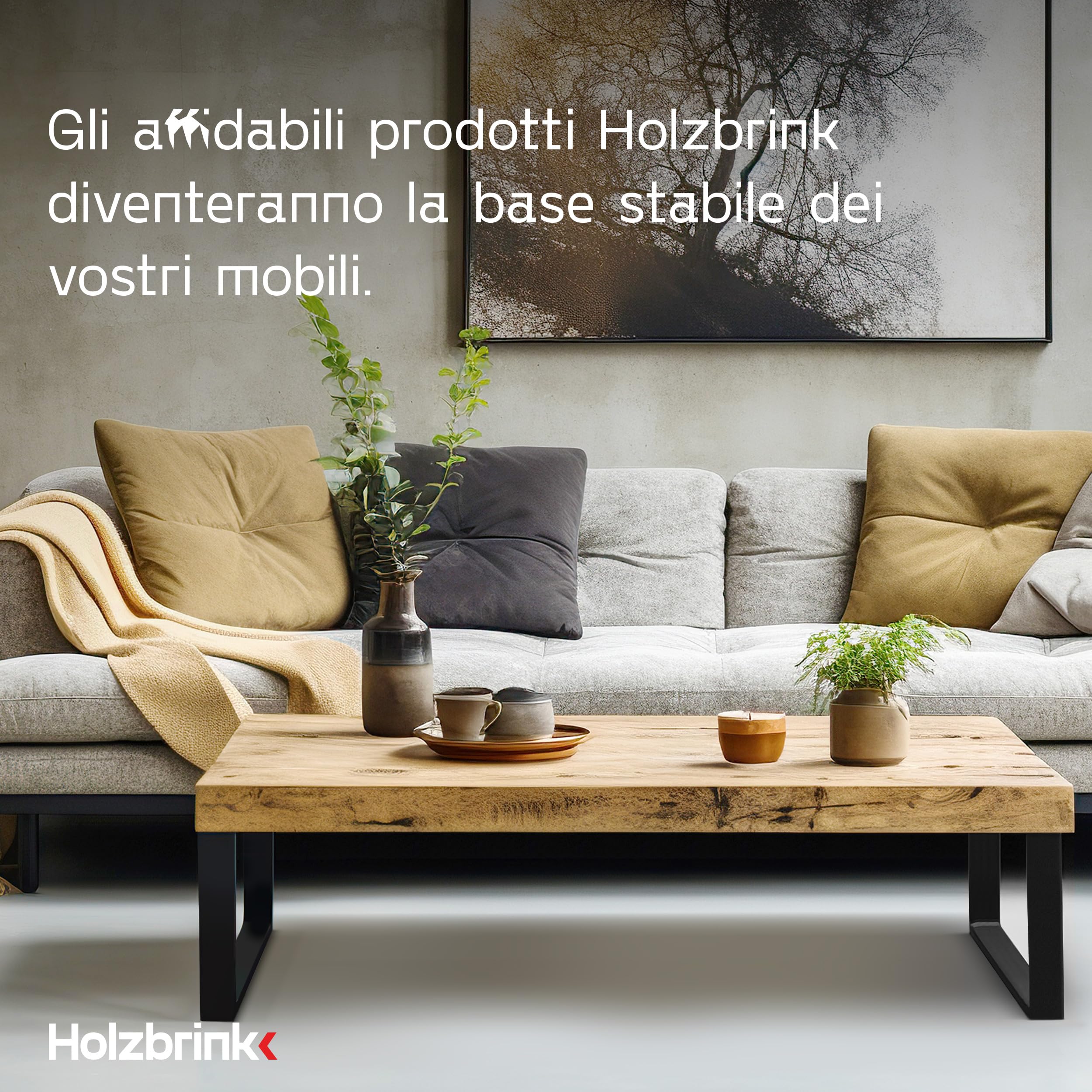Holzbrink Gambe per tavolo in metallo Nero | Gambe per tavolo / struttura per tavolo,tavolino, tavolo da pranzo, scrivania, panca | set di 2 gambe 40 x 43 cm