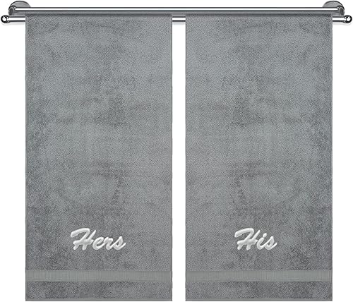 Hers and His - Toallas de baño con monograma, juegos de regalo para parejas, suaves, altamente absorbentes, aniversarios, bodas, regalos de
