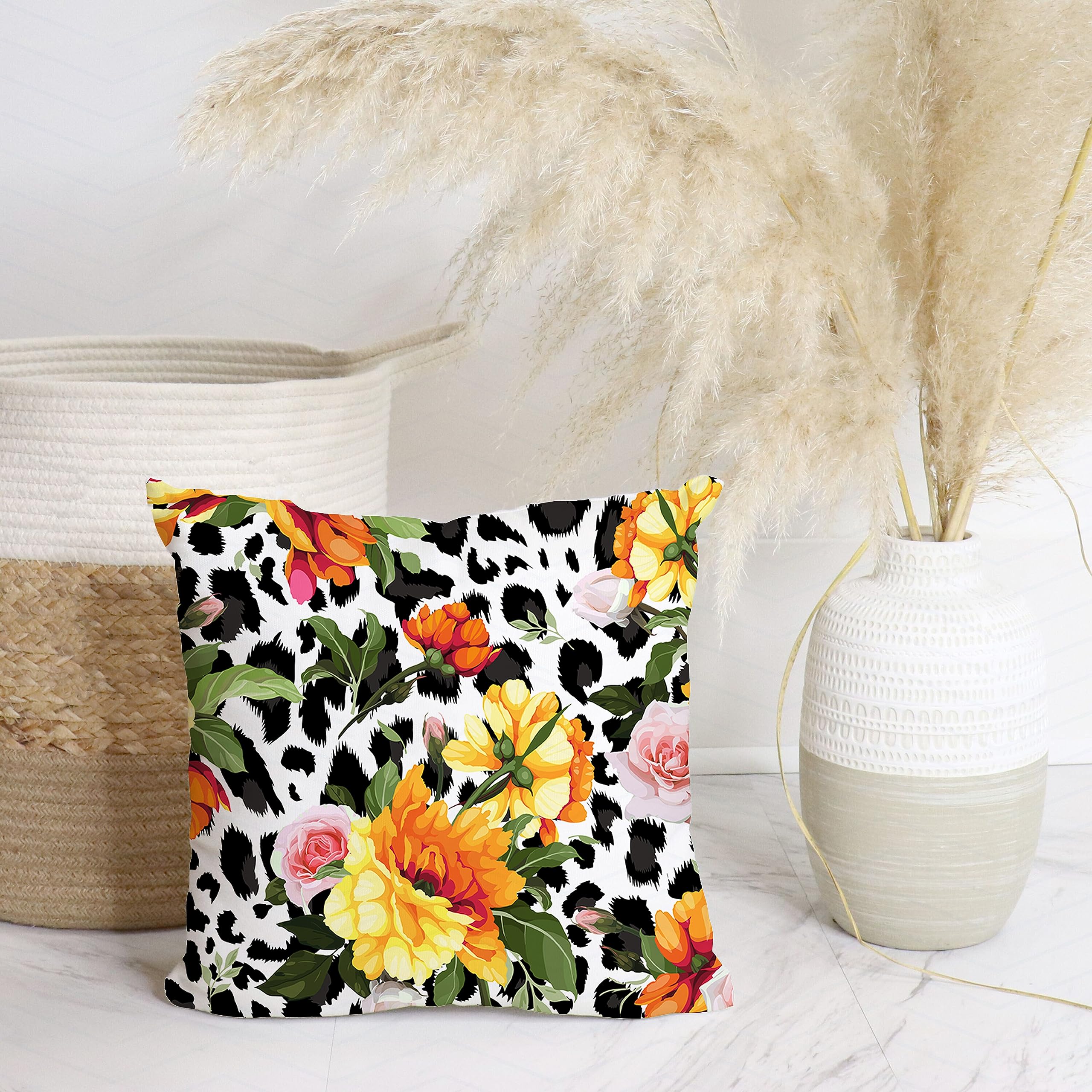 EPYK Gifts Floral Cushions Collection - Luxury Cushion with Cover Printed Multicoloured Roses | Polyester Fibre Cushion with Fancy Cover for Living Room, Bedroom and Sofa