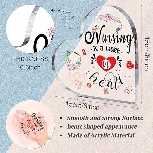 Miniatura 3 de Yinkin Regalo de la semana de la enfermera para mujeres, recuerdos acrílicos de enfermería, pisapapeles, corazón de cristal, centro de mesa para el