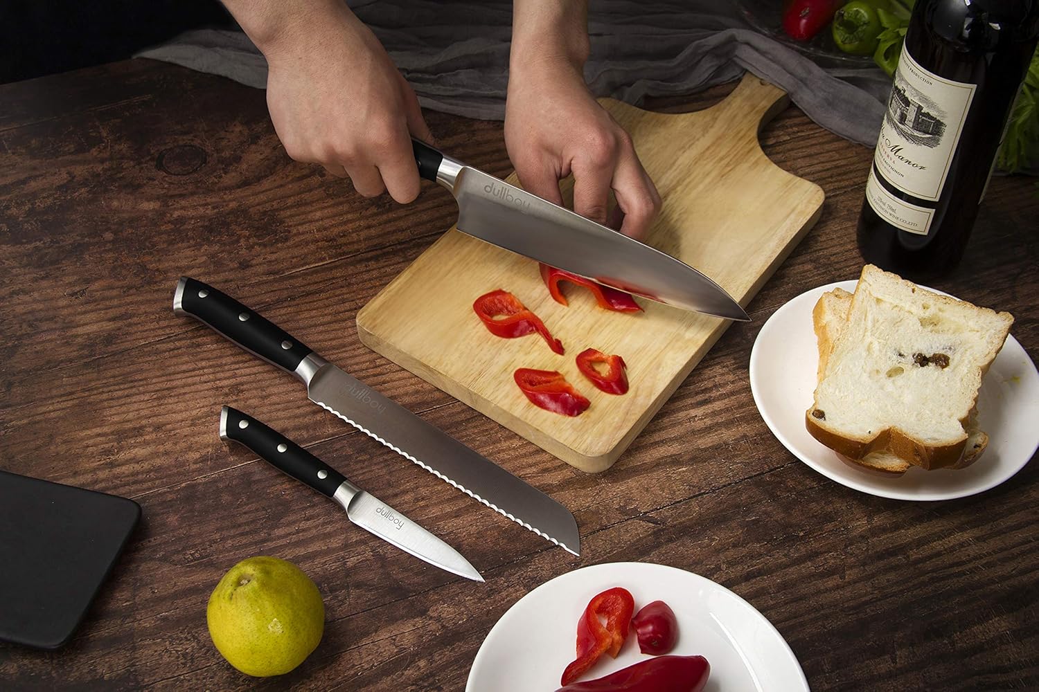 Frее Shірріng Ovеr $50 DULL BOY KNIFE CO. Serrated Knife - Japanese Steel Forged Bread Knife - ACUTO 440 Japanese Stainless Steel - Professional Full Tang Blade - Designed by Chefs (Black)