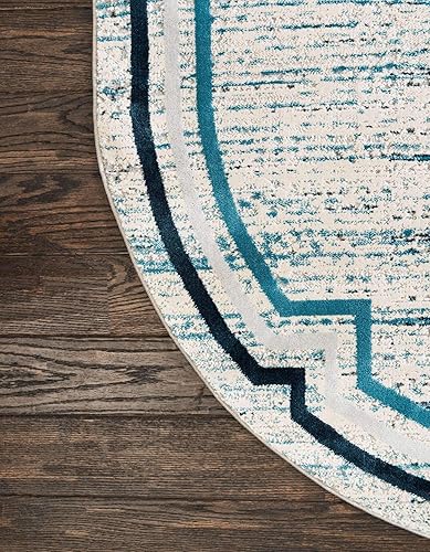 Miniatura 9 de Unique Loom Oasis Collection - Alfombra de área - Fuente (8 x 10 pies, ovalada, azulmarfil)