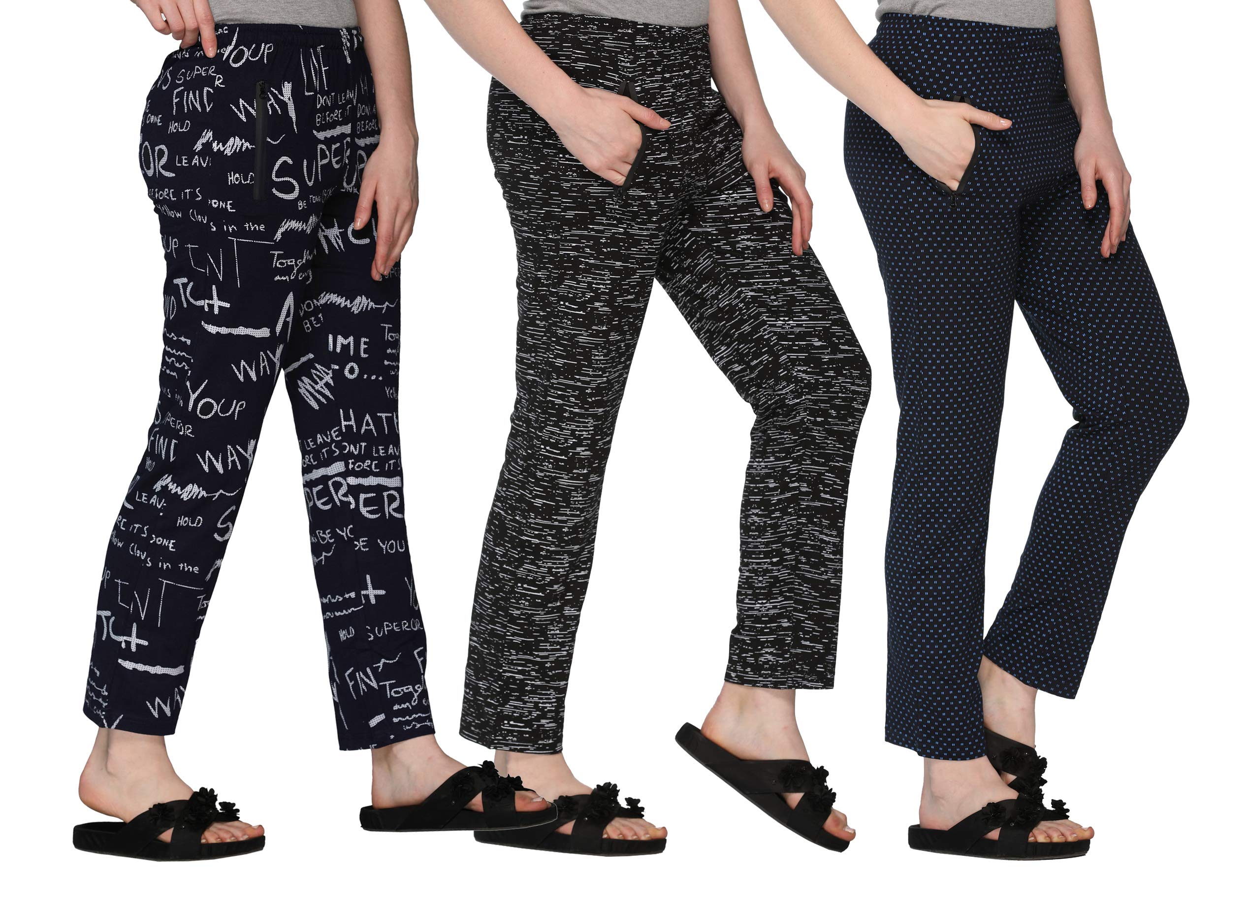 SHAUN Women's Regular Fit Mid Rise Trackpants (Pack of 3) (B07RSZ76CB_Multicolored_X-Large) 2