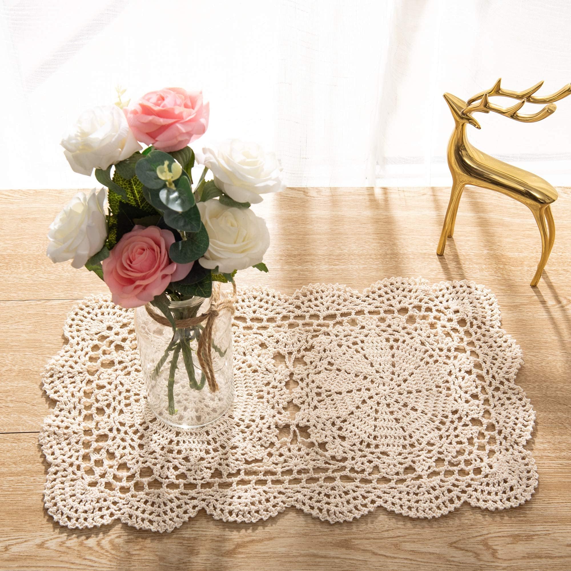 Phantomon Lace Doilies Handmade Crochet Placemats Cotton