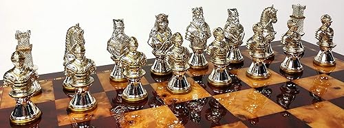 Miniatura 6 de Metal Medieval Times Crusades Caballero Bustos Ajedrez Hombres Set Oro y Plata Color Chapado - NO Tablero