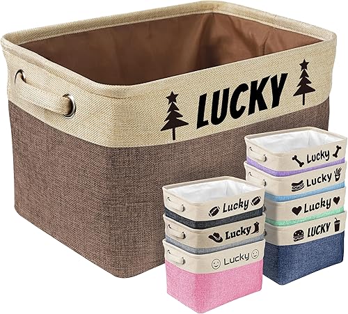 Miniatura 3 de PET ARTIST Cesta de juguetes para perros, caja de juguetes plegable con nombre de mascota, cubo de juguetes para perros, abrigos de perro, ropa,