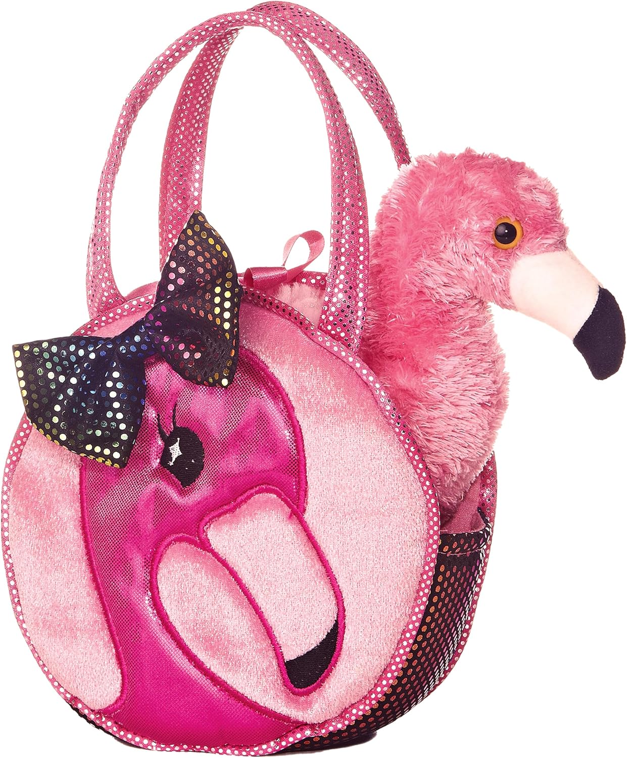Aurora® Fashionable Fancy Pals™ Fabulous Flamingo Stuffed Animal - Plush with Stylish Purse for Dress Up Fun - Perfect for Kids 3+ Years, Costumes, and Birthdays - Multicolor 7.5 Inches