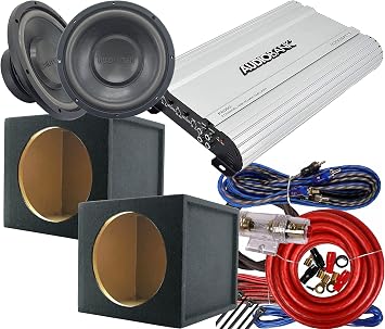 AUDIOTEK 2X 1000Watts MAX Power 10" Subwoofer. 2X 10 Car Van Truck Subwoofer Box, 2000 Watts Amplifier & Installation Kit