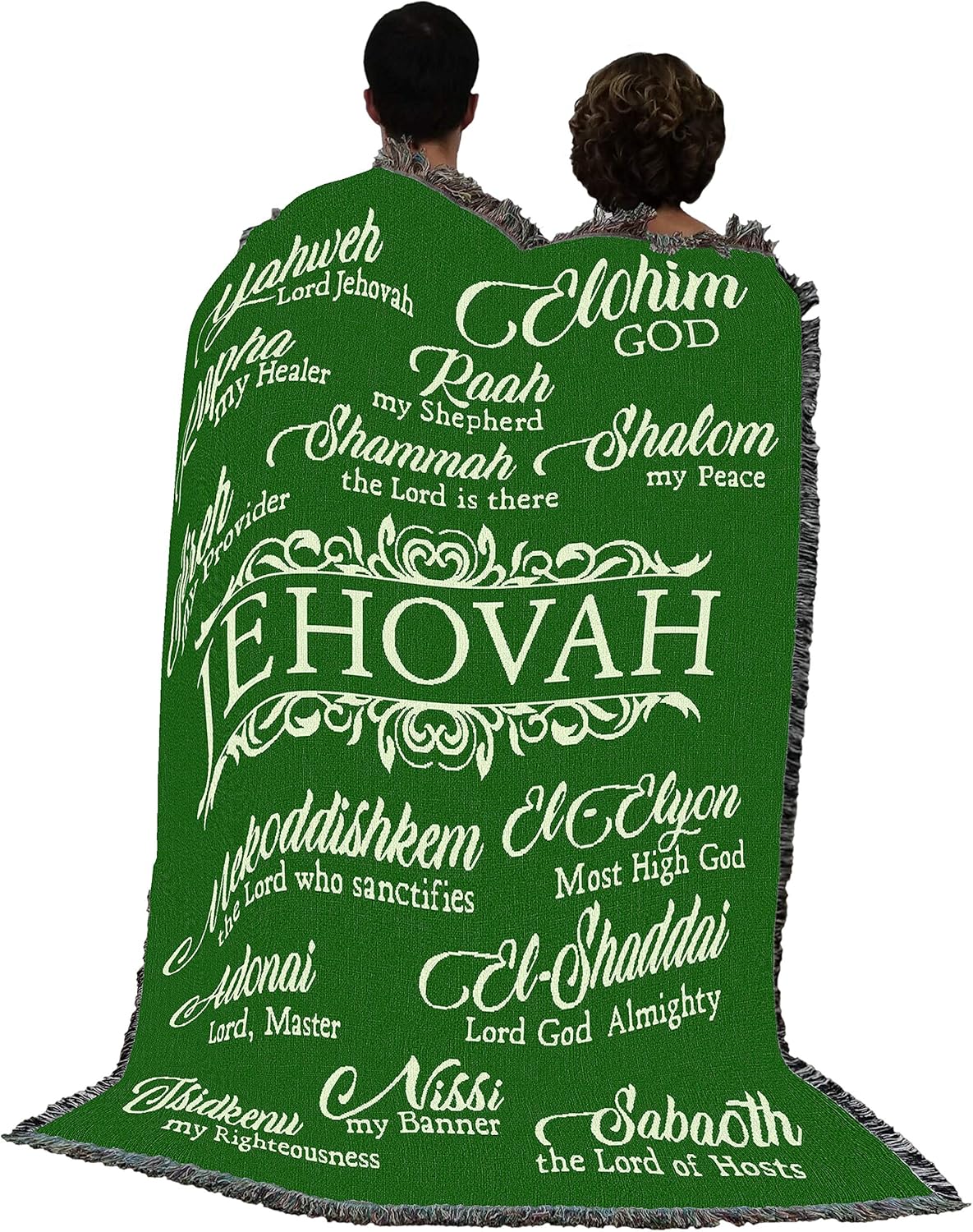 Pure Country Weavers Jehovah Blanket Leaf Green - Religious Gift Tapestry Throw Woven from Cotton - Made in the USA (72x54)
