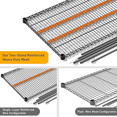 Miniatura 5 de REIBII Estantes de almacenamiento de 81.5 pulgadas de ancho, 3680 libras, estantería de metal resistente de 4 niveles, estante de alambre ajustable