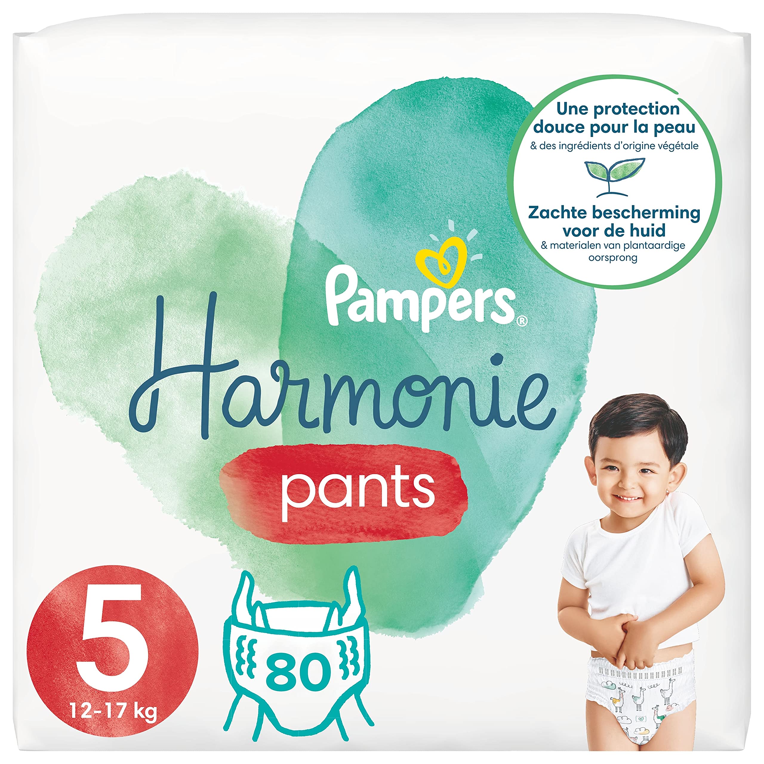 Nappies Size 5 (12-17 kg), Harmony, 80 Nappies (4 x 20 Pack), 0% Compromise, 100% Absorbency, Plant Based Ingredients, Hypoallergenic