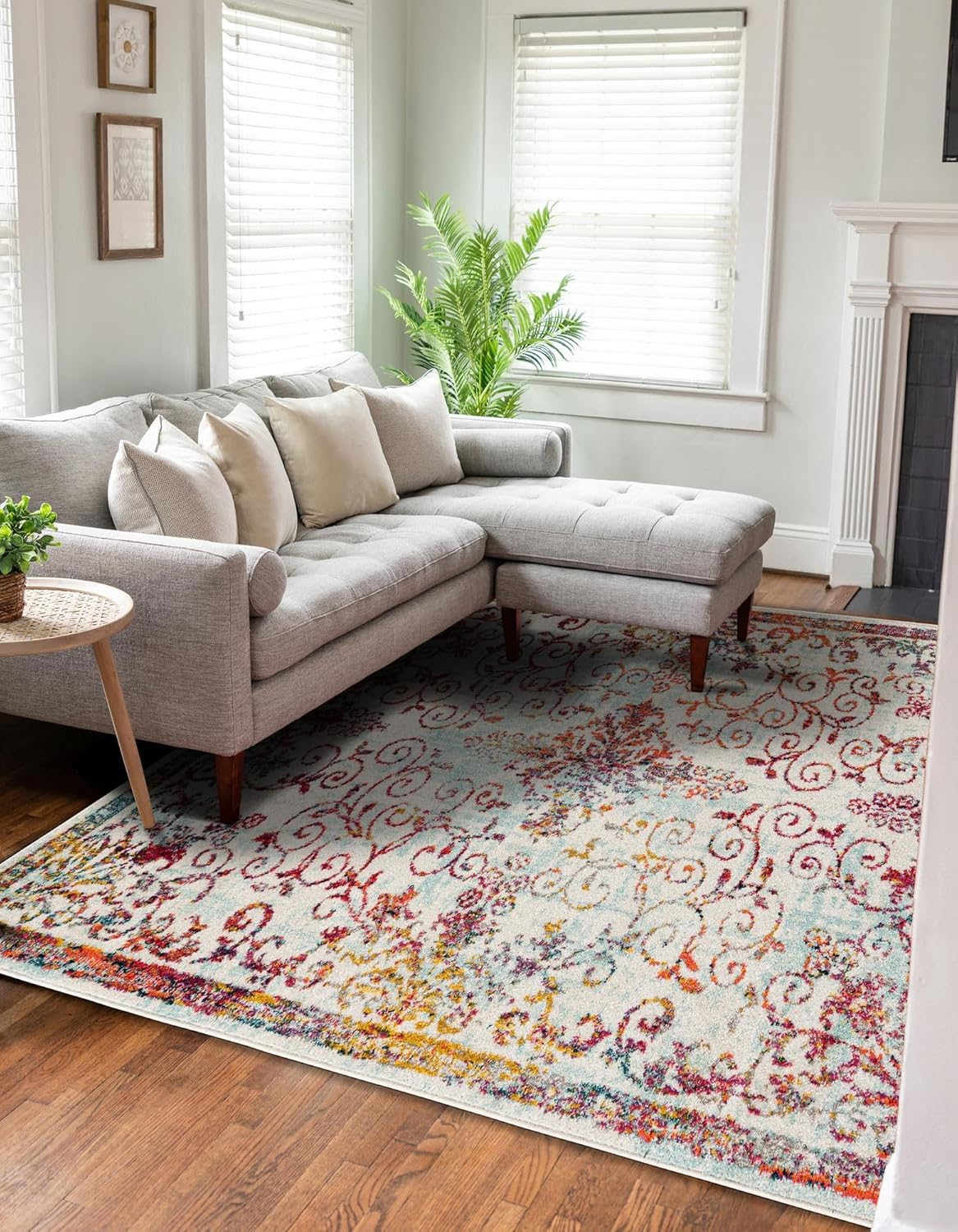 Rugs.com Madeline Collection Rug – 6x9 Ivory Medium-Pile Rug Perfect for Bedrooms, Dining Rooms, Living Rooms