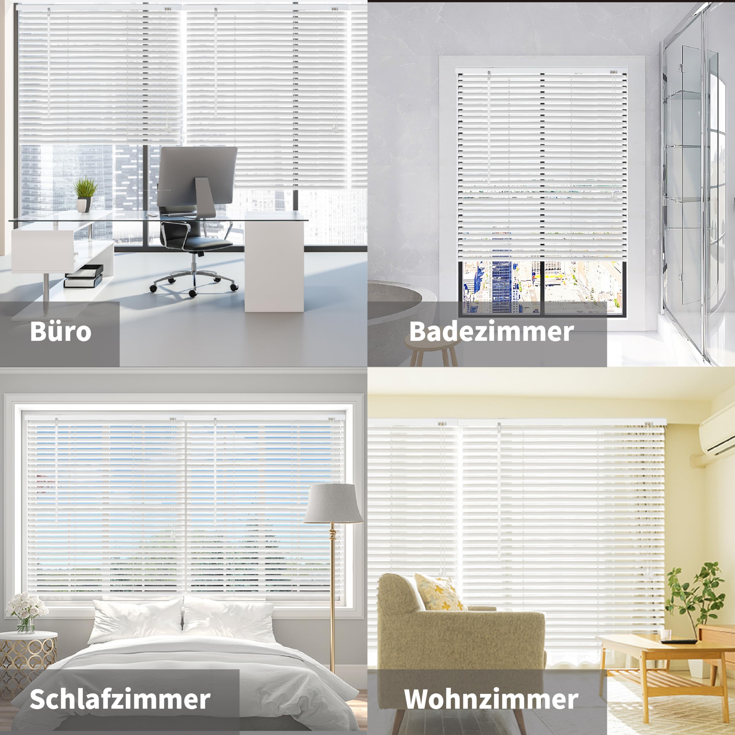 Aluminium Jalousie 120 x 220 cm, mit Klemmträgern, Jalousie ohne Bohren, Sichtschutz, Sonnenschutz, Aluminium Jalousie für Fenster und Türen, Weiße.