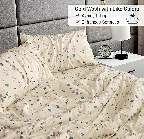 Vista 276 de RUVANTI Juego de sábanas de franela 100% algodón, tamaño matrimonial, 4 piezas, Alpine Serenity Serenidad alpina