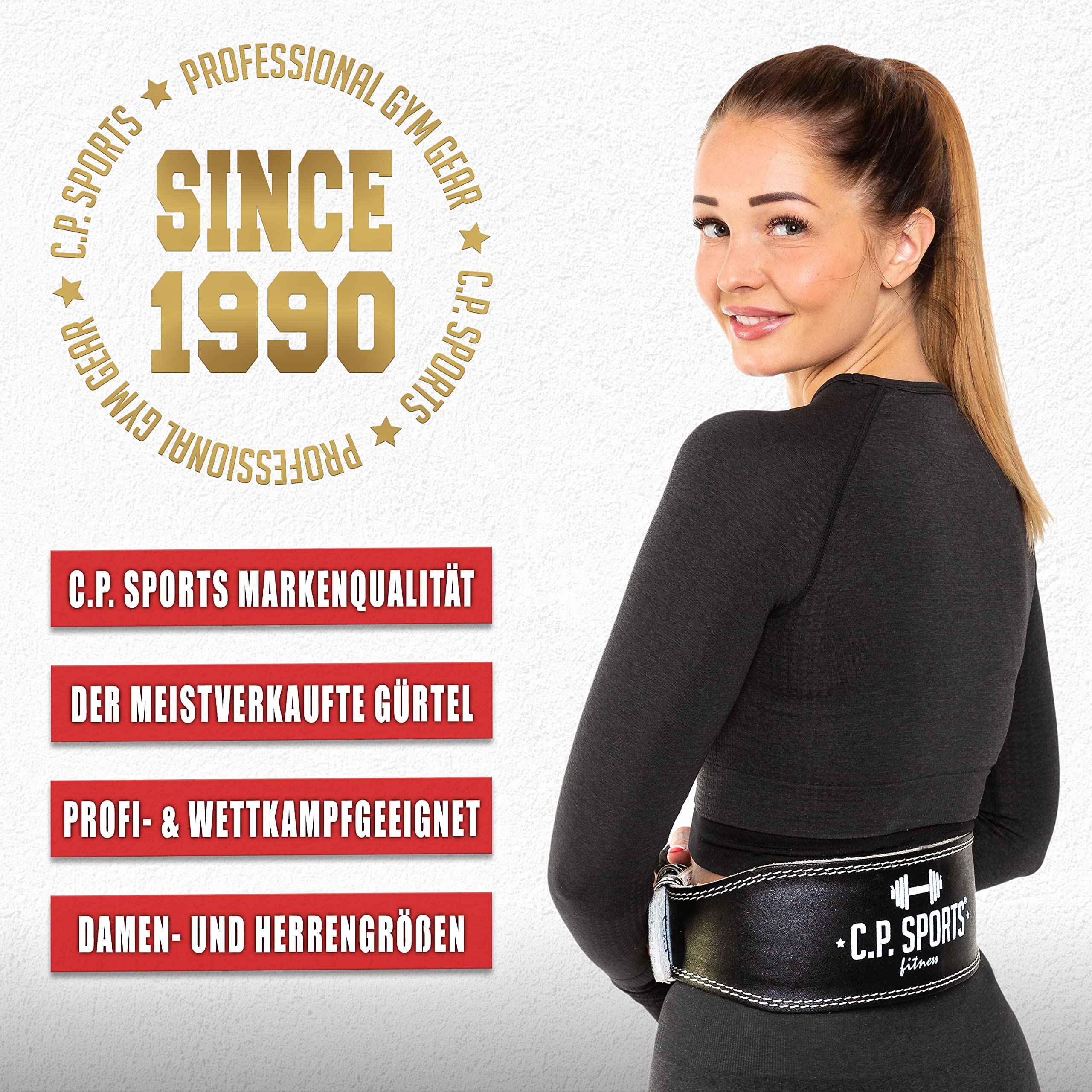 C.P.Sports Gewichthebergürtel XXS - 6XL | Trainingsgürtel aus Leder - gepolstert | Gürtel für Gewichtheben, Powerlifting, Bodybuilding, Krafttraining, Fitness | weight lifting belt für Damen & Herren