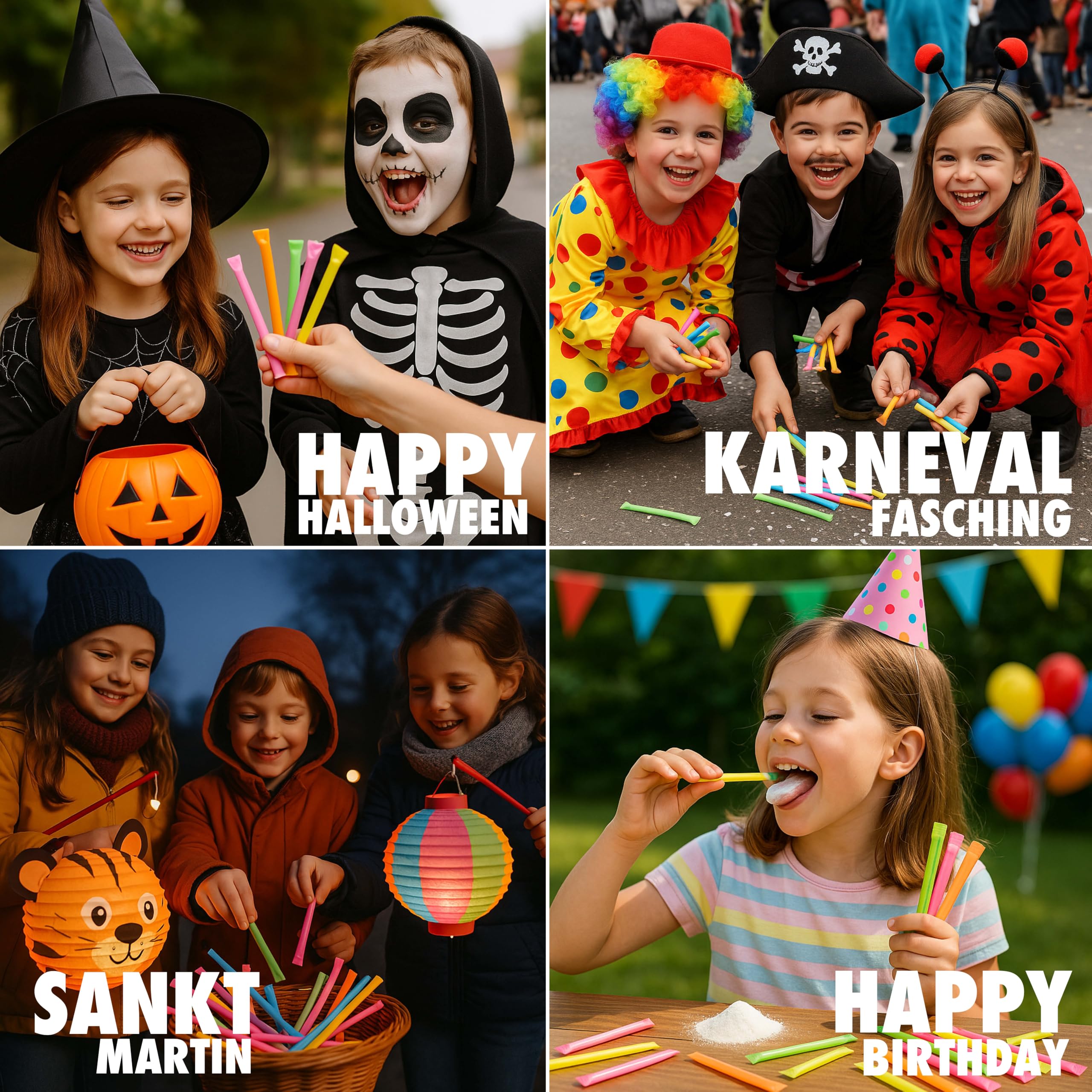 Vontek Wurfmaterial Karneval 5000 Stück | Brausepulver & Süßigkeiten Stangen | Perfekt als Kamelle für Fasching, Karnevalsumzüge und Kinder