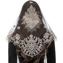 Bozidol Sacred Heart Lace Catholic Mantilla Chapel Veil for Women