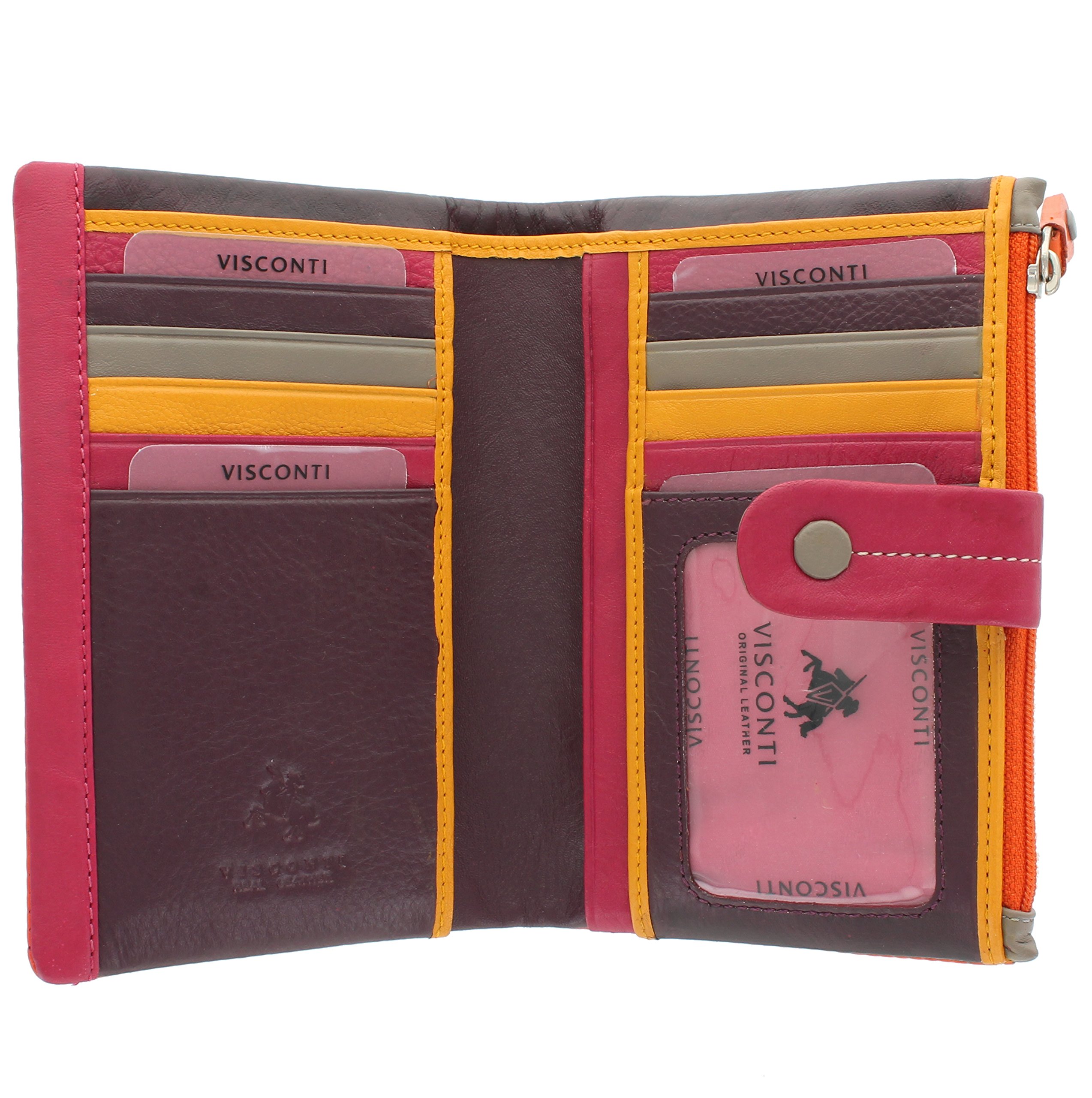 VISCONTI Colección Mimi Malibu Monedero de Cuero Multicolor M87 Naranja Multi