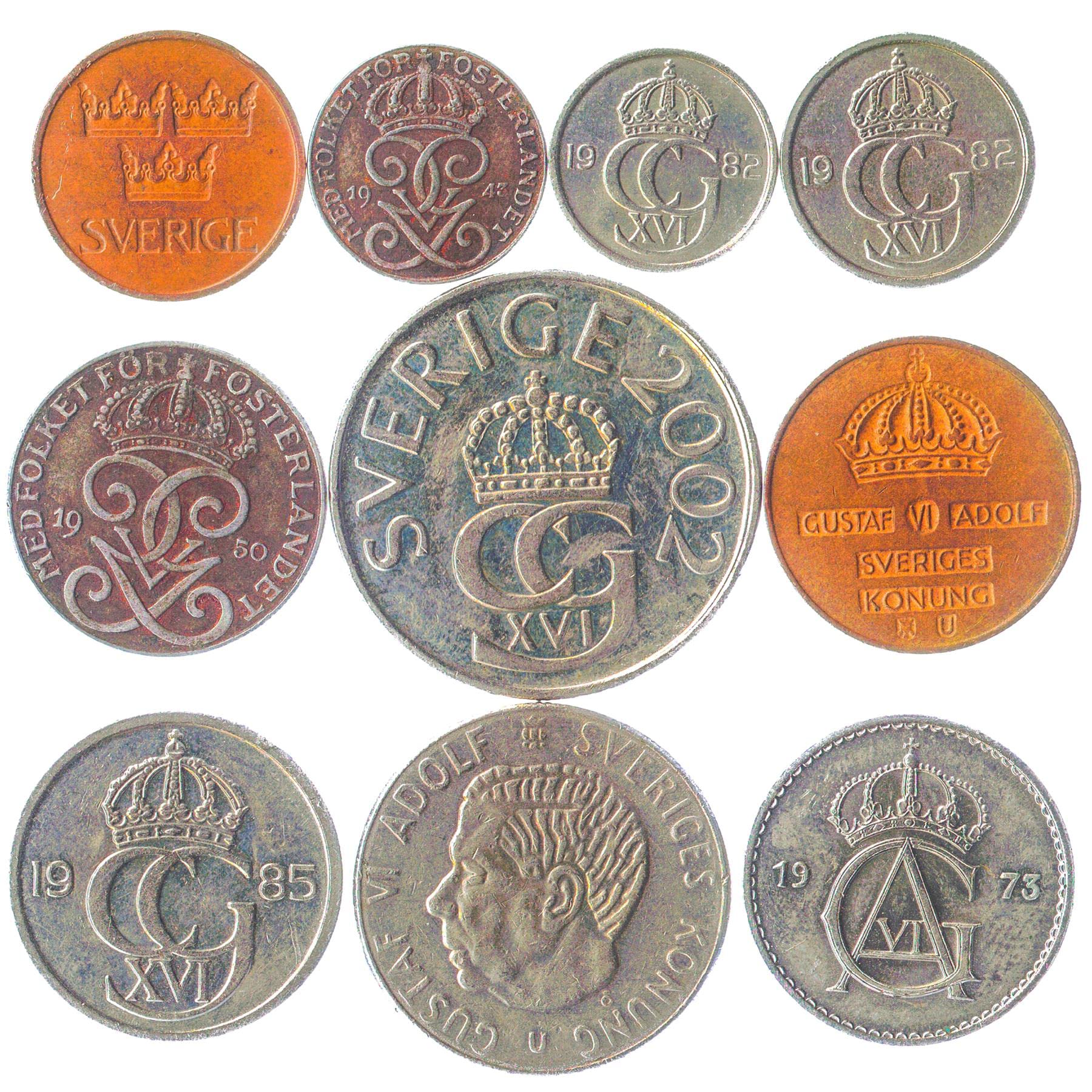 Sweden 10 Mixed Coins | Ore | Krona | Kronor | Collectible Swedish Currency | Scandinacvian Money Since 1975