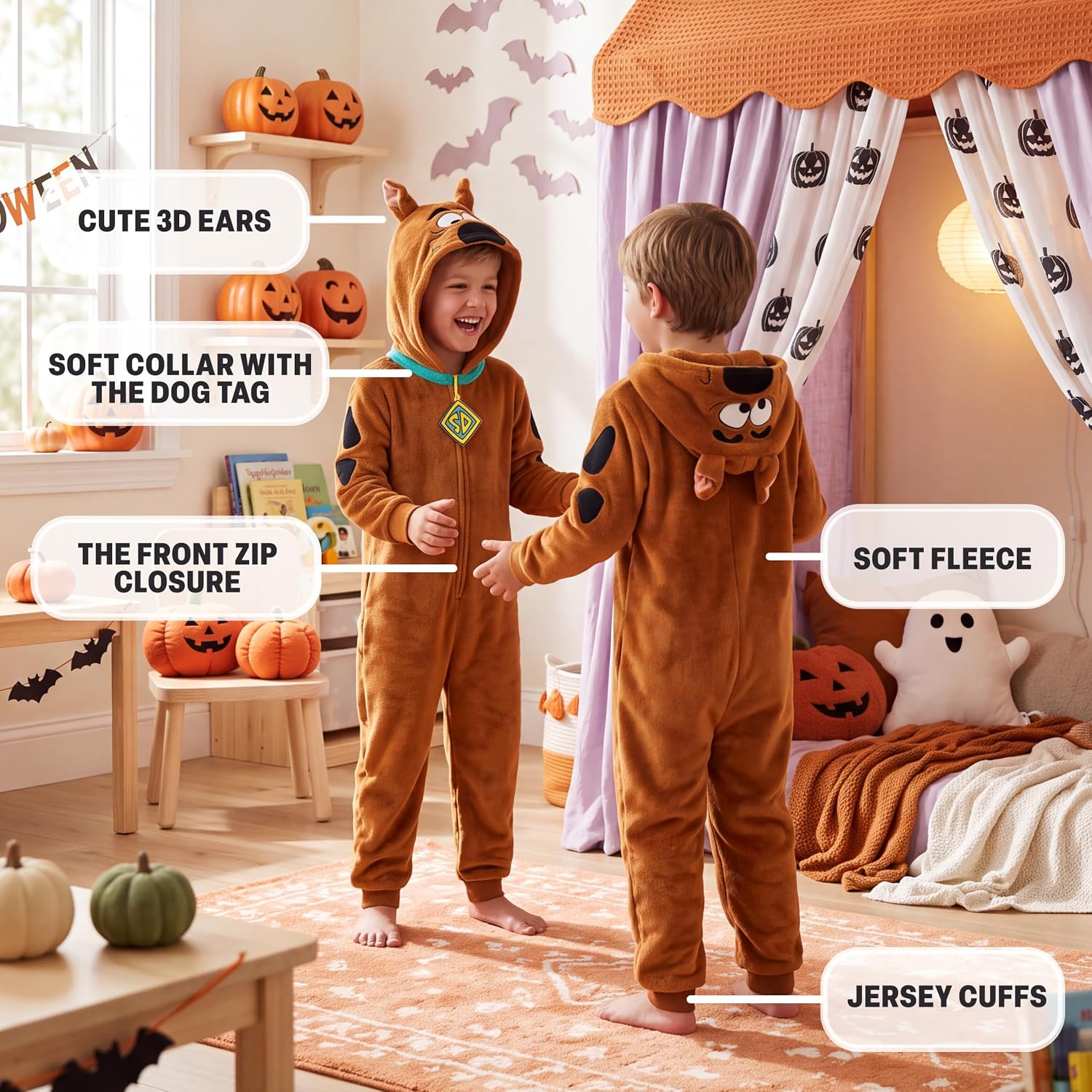 Get Trend Scooby-Doo Halloween Costume for Boys, Girls, One-Piece Pajamas