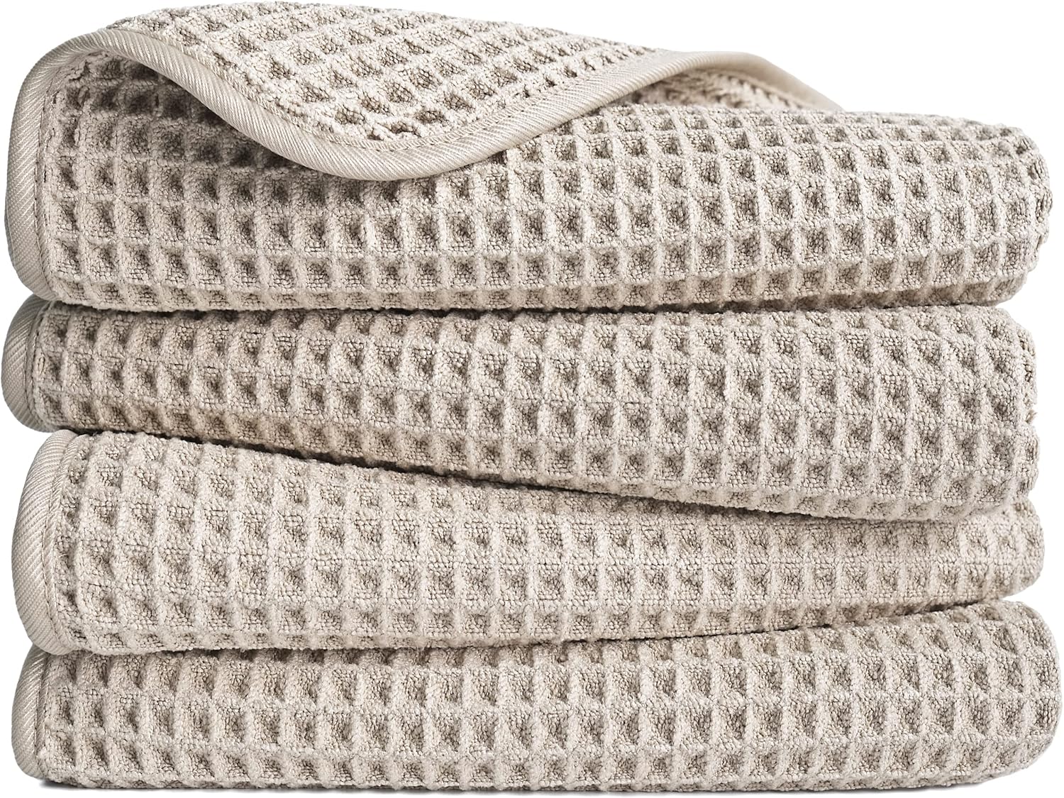 POLYTE 430 GSM Microfiber Lint Free Hand Towel, 16 x 30 in, 4 Pack (Waffle Weave)