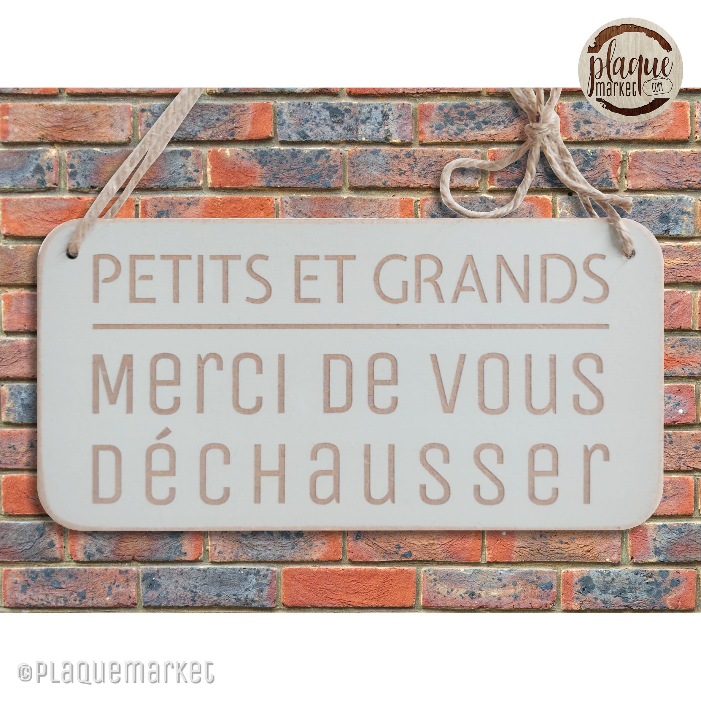 Panneau Bois Personnalisé "Enlever Chaussures" - Style Rustique - Gris - The Lizton Sign Shop