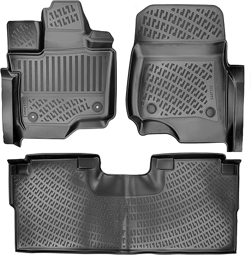 Ford F-150 SuperCrew 2021-2025 con almacenamiento plegable (asiento de cubo) y F-150 Lightining y F-150 Raptor Alfombrillas 3D personalizadas