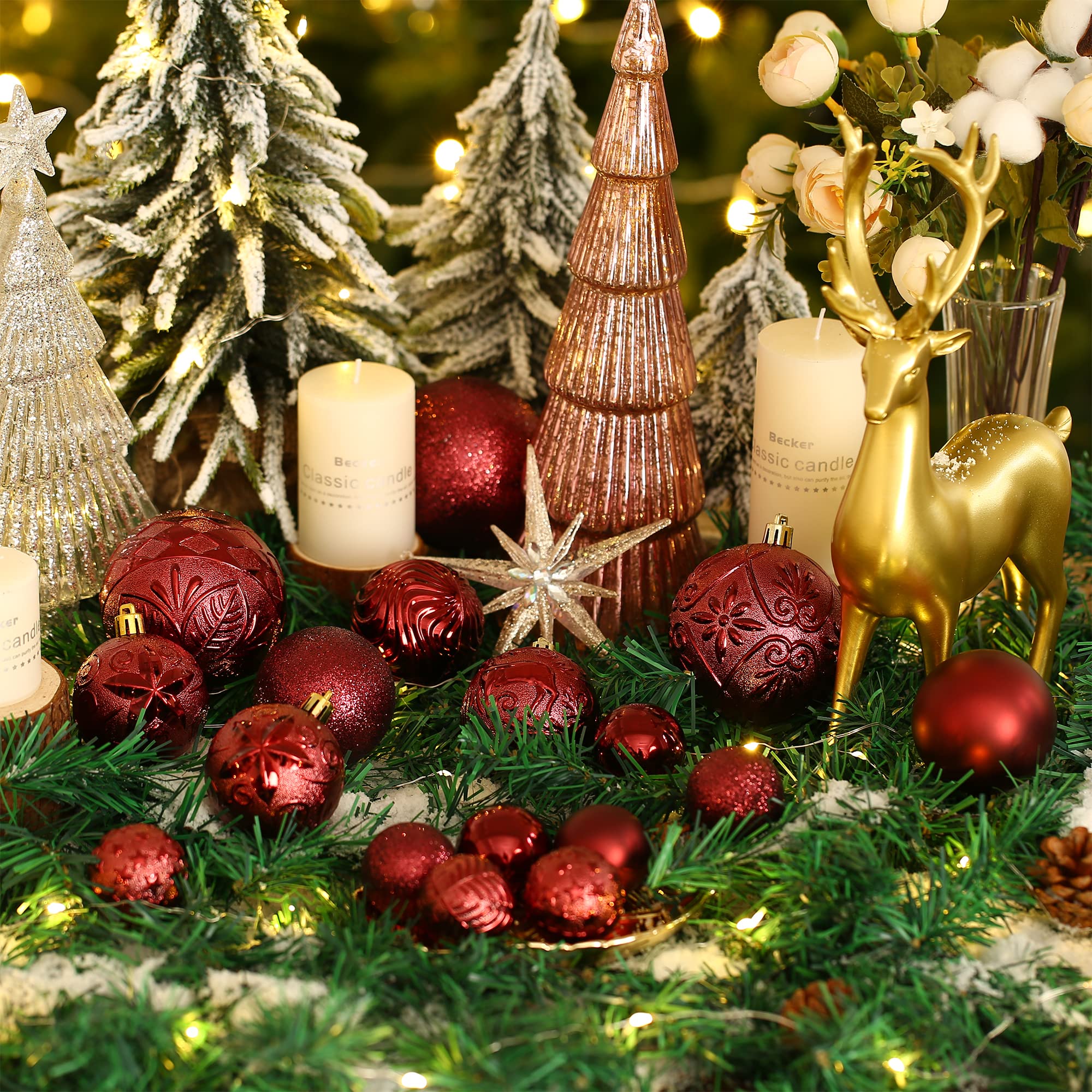 Amazon.co.jp: クリスマスボールオーナメント 20カラット バーガンディ