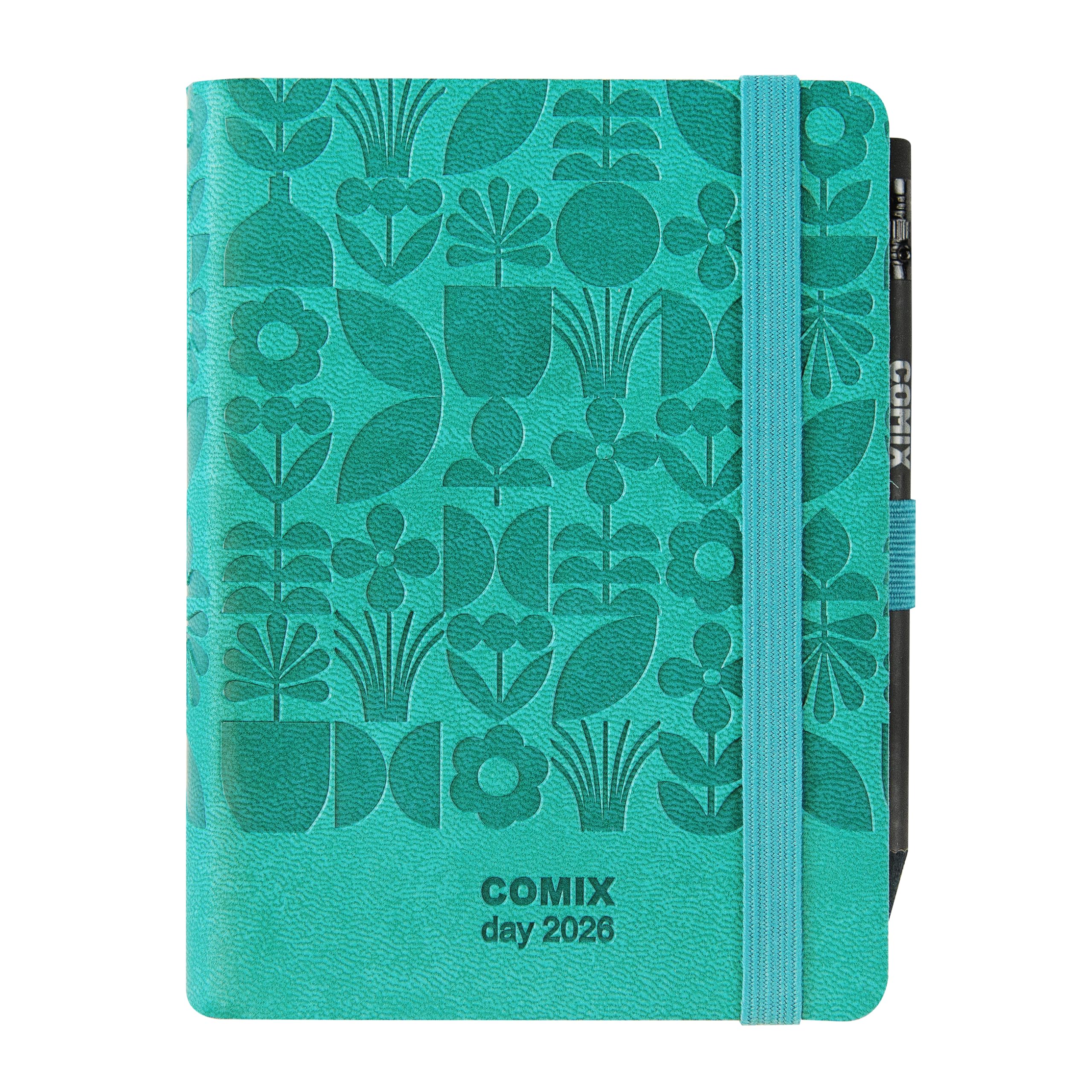 COMIX Mignon - 2026 12 Months, Daily Diary, with Elastic Loop for Pencil or Pen, Closure with Elastic Band and Bookmark, Comix Pencil Included, 9 x 12.5 cm, Floral