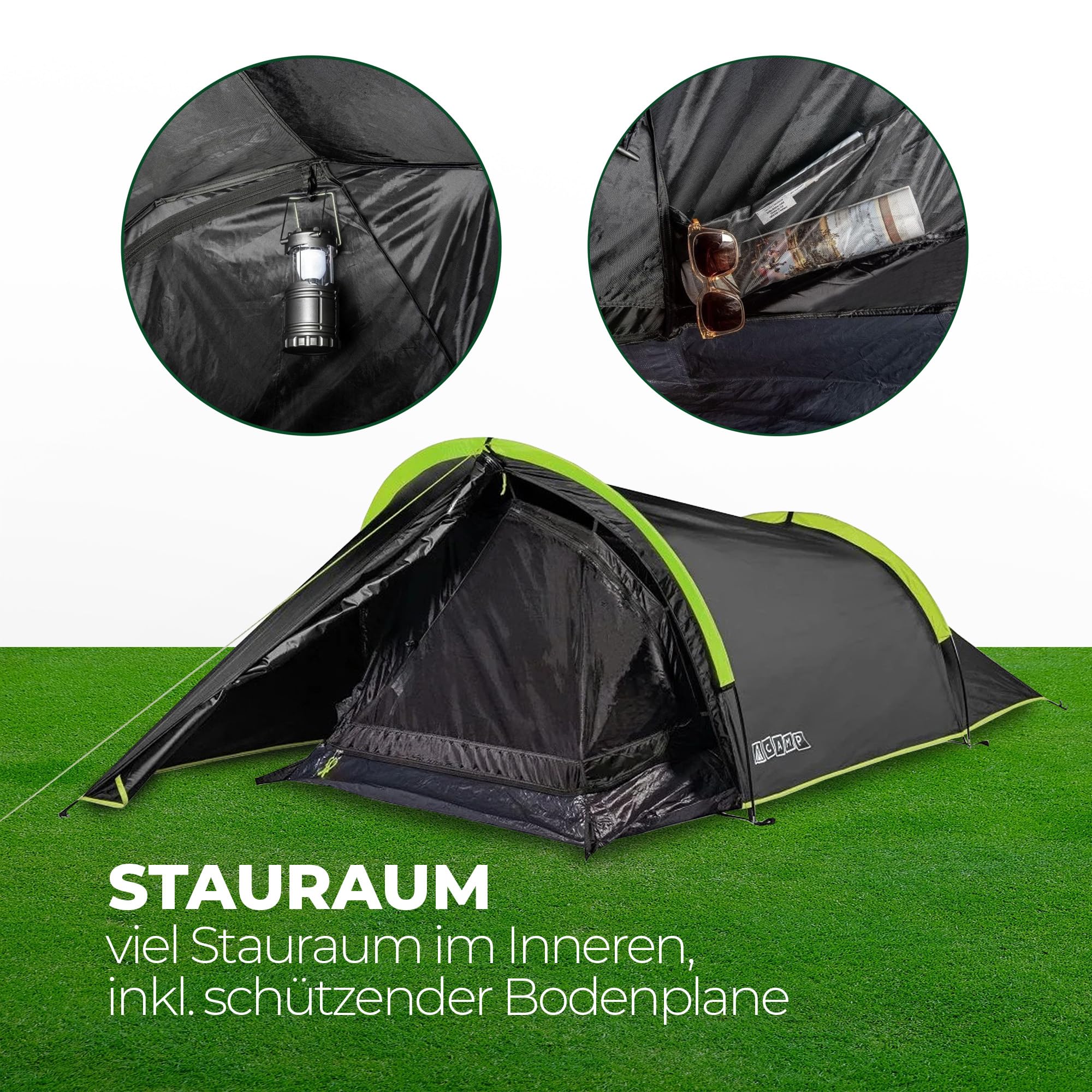 Bestlivings Ultralekki namiot trekkingowy, dla 2 osób, 305 x 135 x 95 cm, namiot tunelowy z przedsionkiem, wodoszczelny, 3000 mm, do trekkingu, na rower, do aktywności na świeżym powietrzu i na