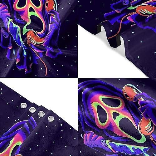 Miniatura 6 de Cortina de ducha de Halloween, divertida y moderna decoración de baño de lujo, cortina de baño de cara de terror, cortinas de baño de tela de