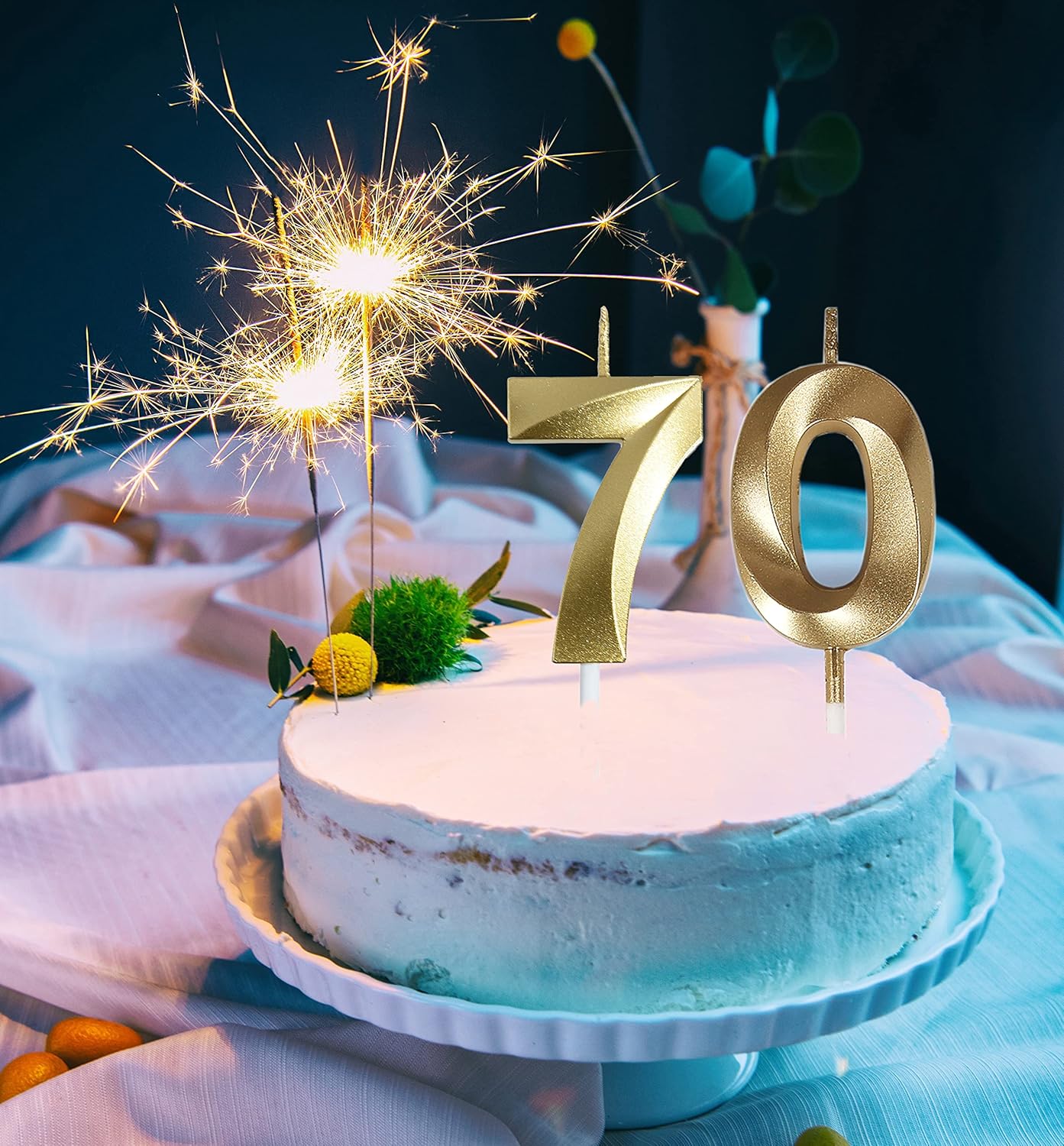 70th Birthday Candles,Gold Number 70 Cake Toppers,70th Birthday Decorations for Party Decoration