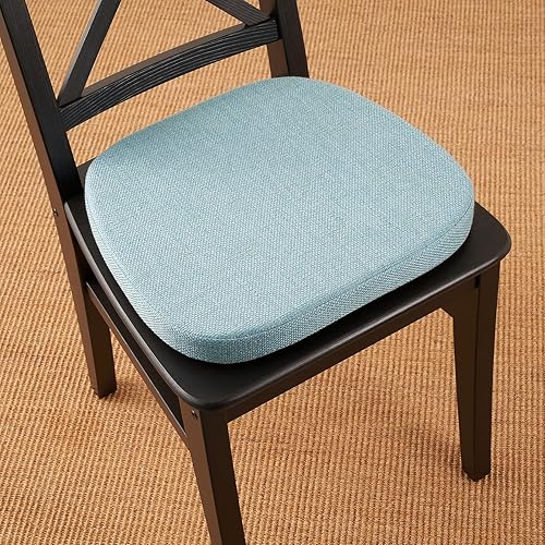 Miniatura 7 de Tromlycs Cojín de asiento para silla de cocina en forma de U para sillas de comedor con lazos de 15 x 16 pulgadas, color verde azulado