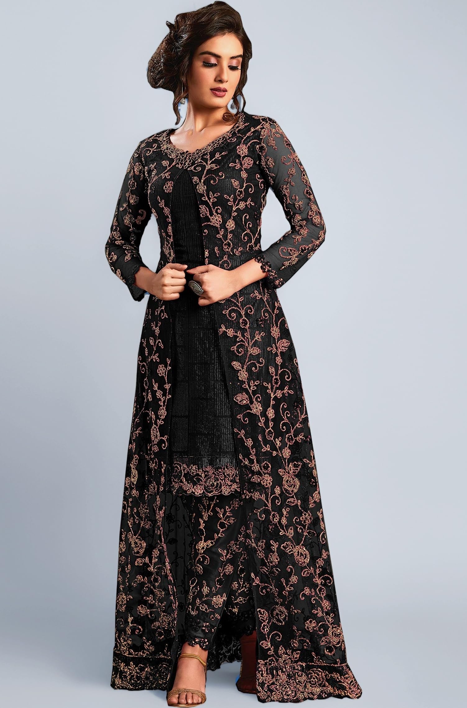 RUDRAPRAYAG anarkali net and santoon suits for women
