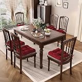 AddGrace Extra Thick Chair Cushions for Dining Chairs Set of 4 Non-slip Kitchen Chair Pads Soft Dining Room Seat Cushion with Ties 16" x 16" x 4" / 40cm x 40cm x 10cm Red - 6