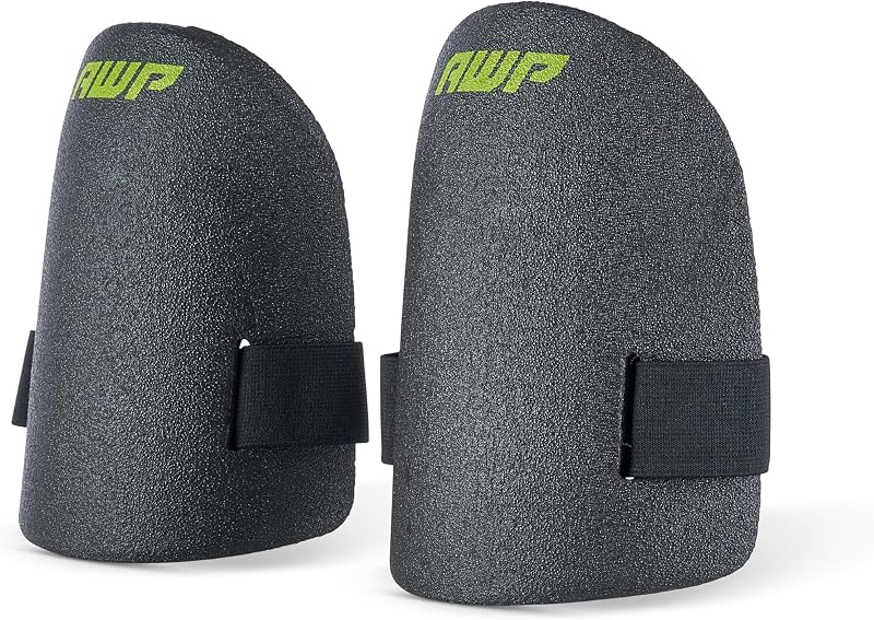 AWP Ultralight Foam Adult Work Knee Pads, 1 Pair, Black | Molded foam and fabric construction, Lightweight cushioning for flooring, roofing, and general jobsite kneeling comfort