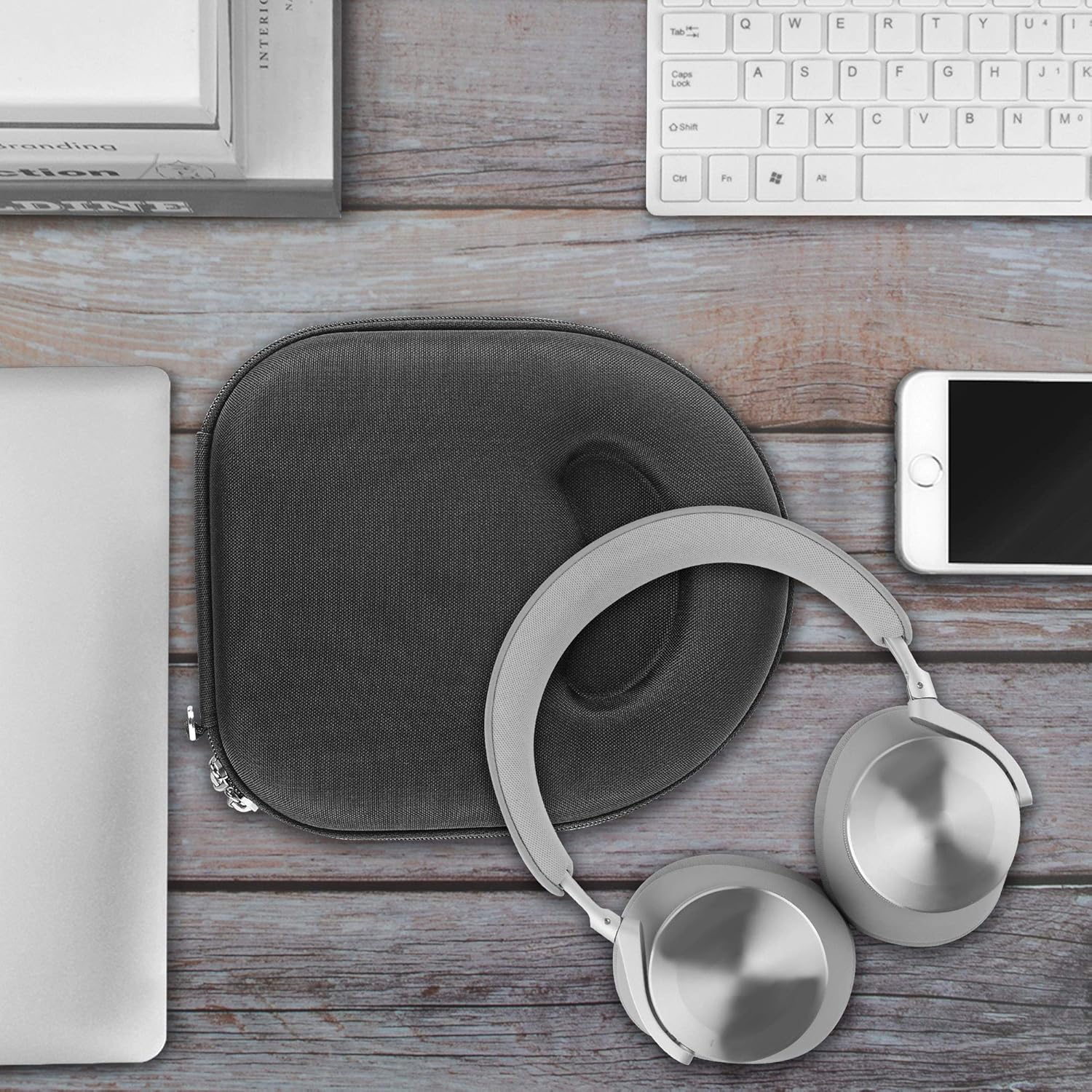 Geekria Shield Headphones Case Compatible with Bang & Olufsen Beoplay H95, H9i, H9, H8, H8i, H6, H4, H2 Case, Replacement Hard Shell Travel Carrying Bag with Cable Storage (Black) - Image 6