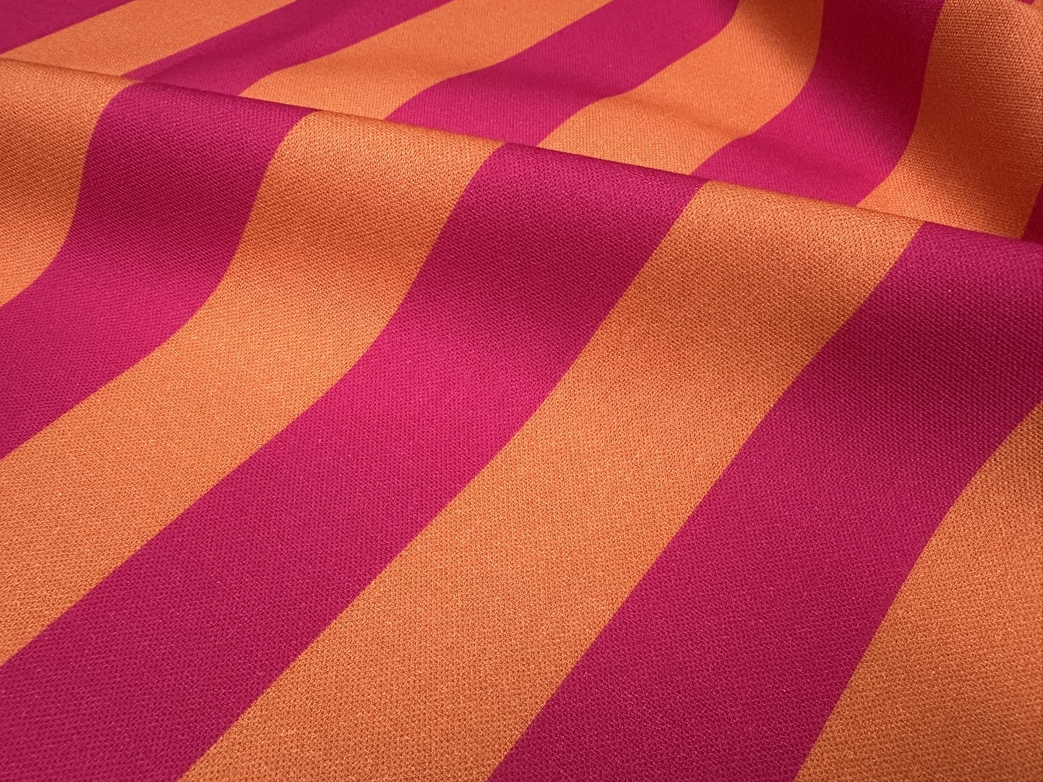 Tessuto con stampa digitale Joy a righe e quadri, per arredamento, decorazione per la casa, tende, tappezzeria, cuscini, materiale per sartoria, larghezza 140 cm, rosa e arancione (2 metri, a strisce)