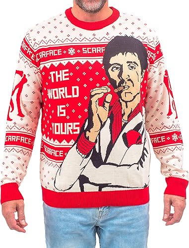 Scarface The World is Yours Tony Montana Ugly Christmas Sweater, Multi colorido