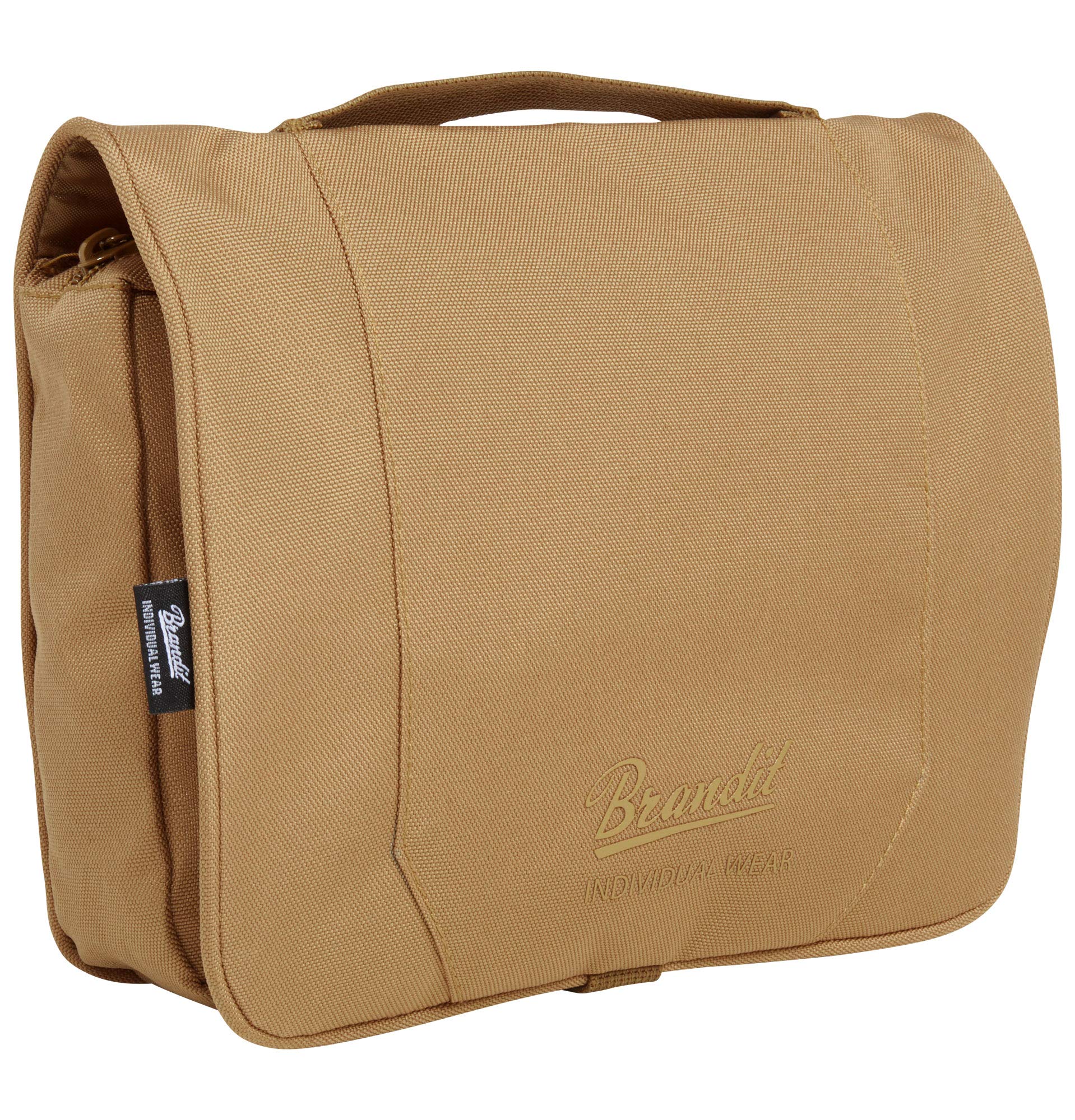 Brandit Toiletry Bag Medium and Large Toiletry Bag with Mirror for Outdoor Use, Camel, Large, L, Classic - Outdoor