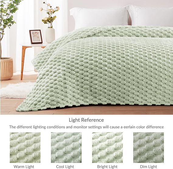 Whale Flotilla Throw Blanket for Sofa with Expanded 3D-Jacquard Pattern, 130x150 CM Fuzzy Soft Cozy Exquisite Blankets or All Season, Warm and Fluffy, Sage Green
