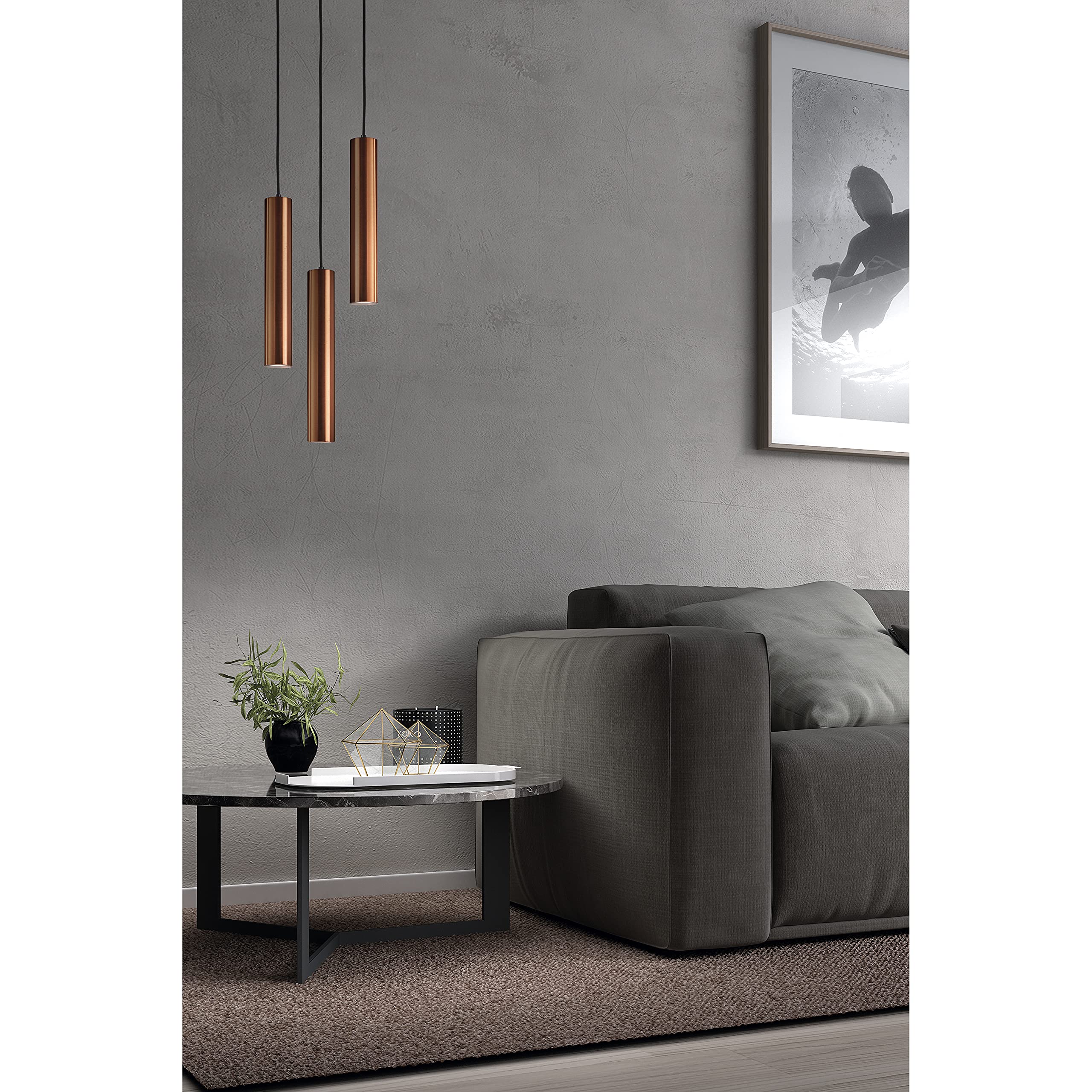 Lámpara colgante TANIA Gold GU10 plafón para interiores IP20. Lámpara colgante ideal para la colocación en serie de mostradores, bares, islas de cocina o salones.