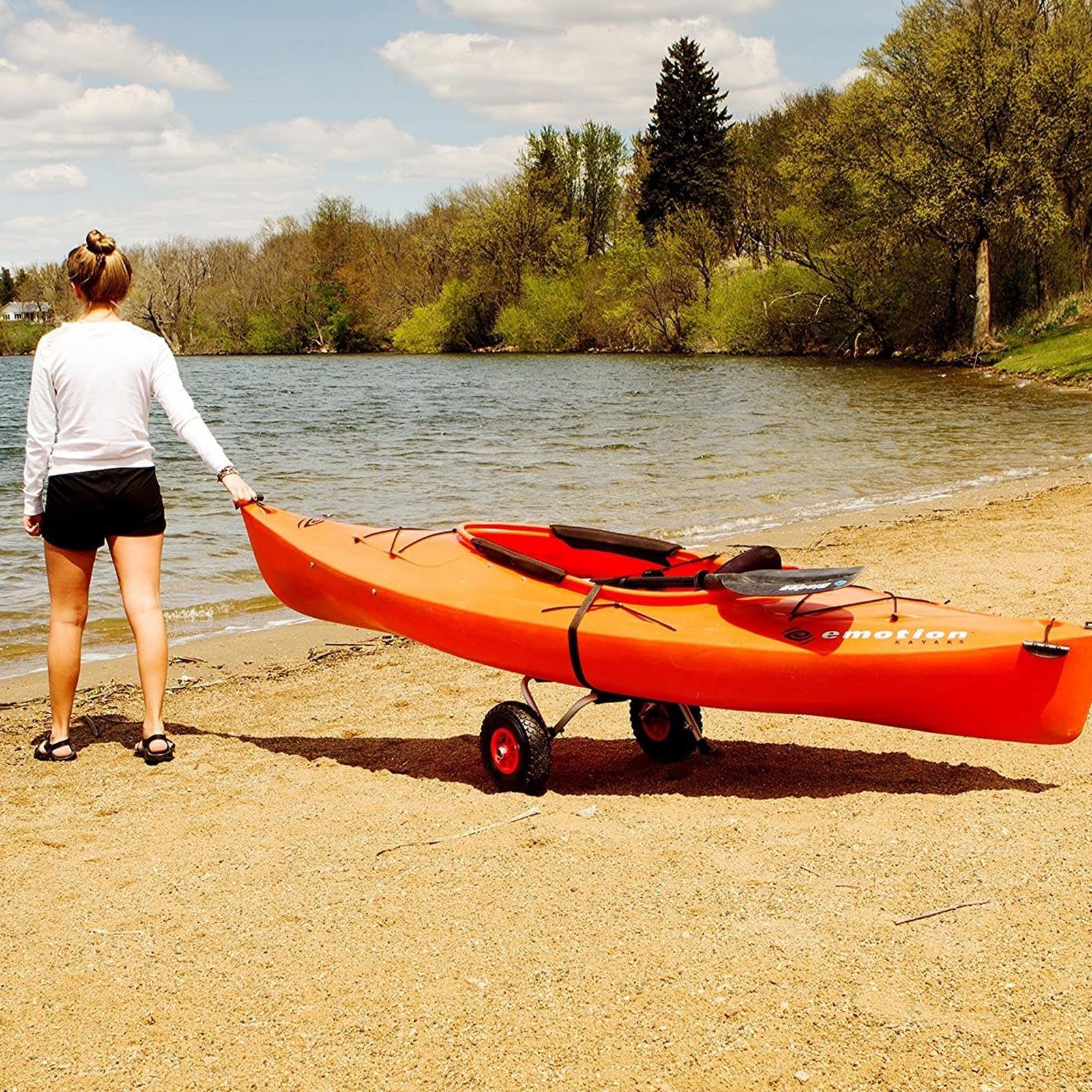 Kajakwagen Faltbarer Transportwagen aus Alu mit 2 PU- & Spannriemen | Kanuwagen Bootswagen Surfwagen Bis 100KG für Kanu Kaja und Schlauchboot